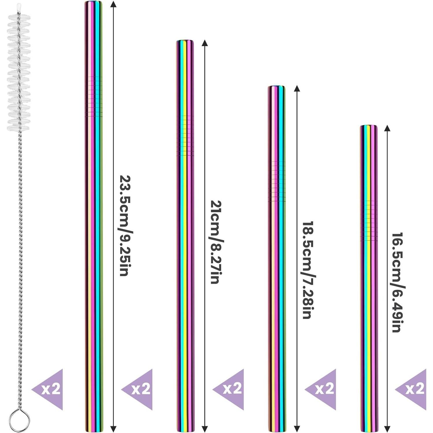 NiHome 8 Popotes de Acero Inoxidable Iridescentes para Botellas