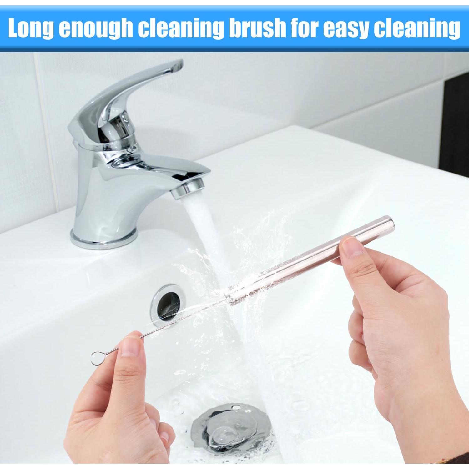 8 Popotes de Acero Inoxidable Reutilizables BOXOB 11.8cm