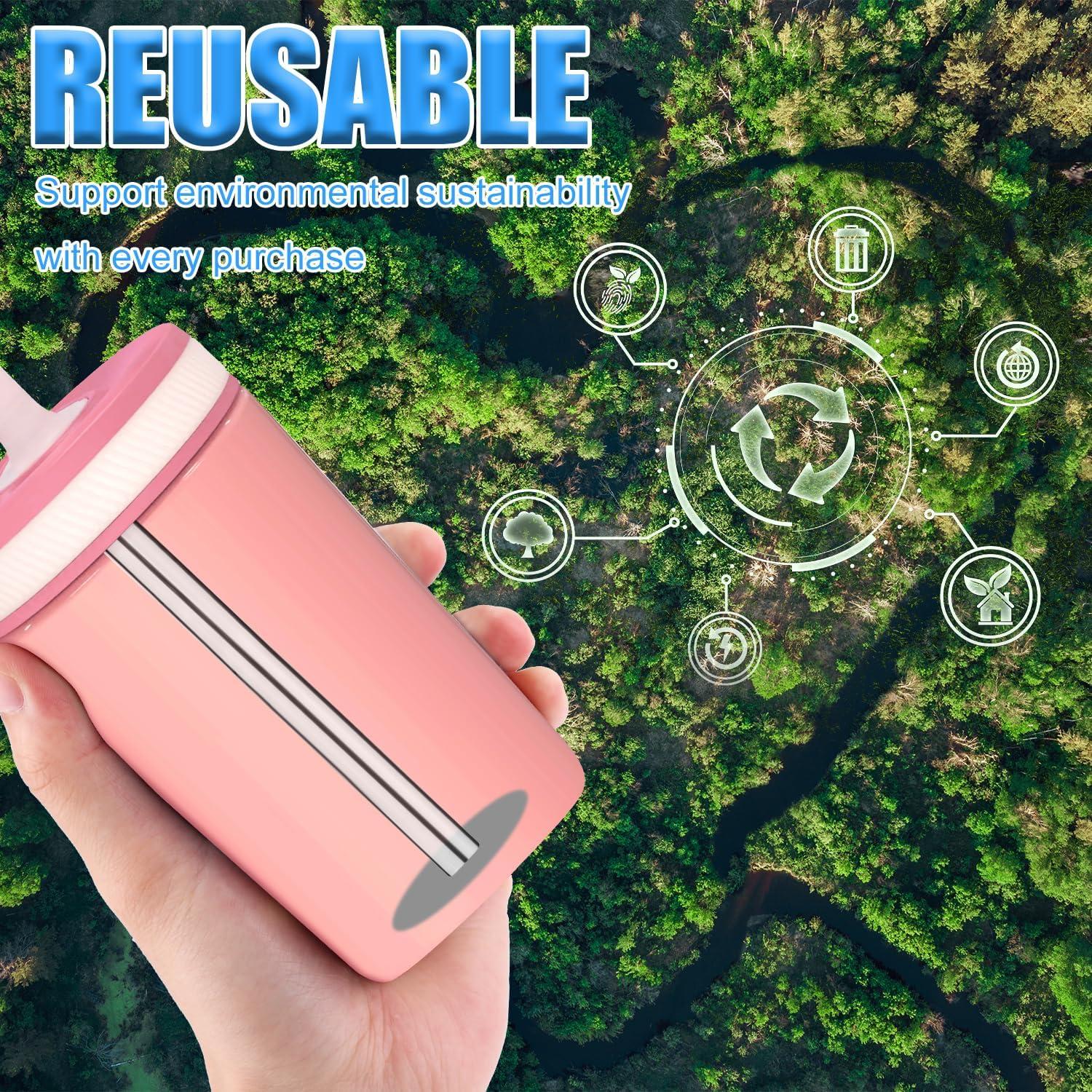 8 Popotes de Acero Inoxidable Reutilizables BOXOB 11.8cm