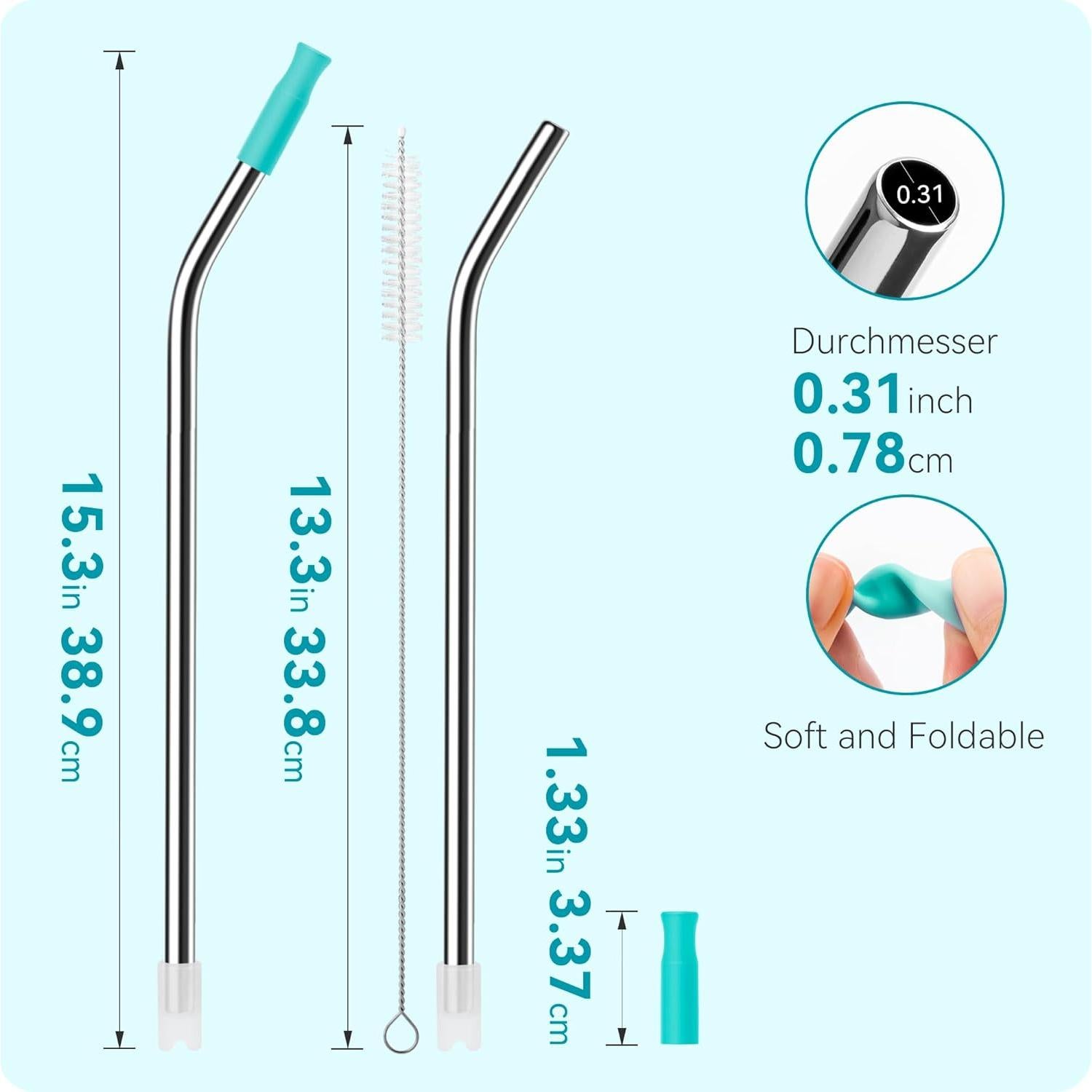 4 Pajitas de Metal Reutilizables Soledea para Vasos 40 oz