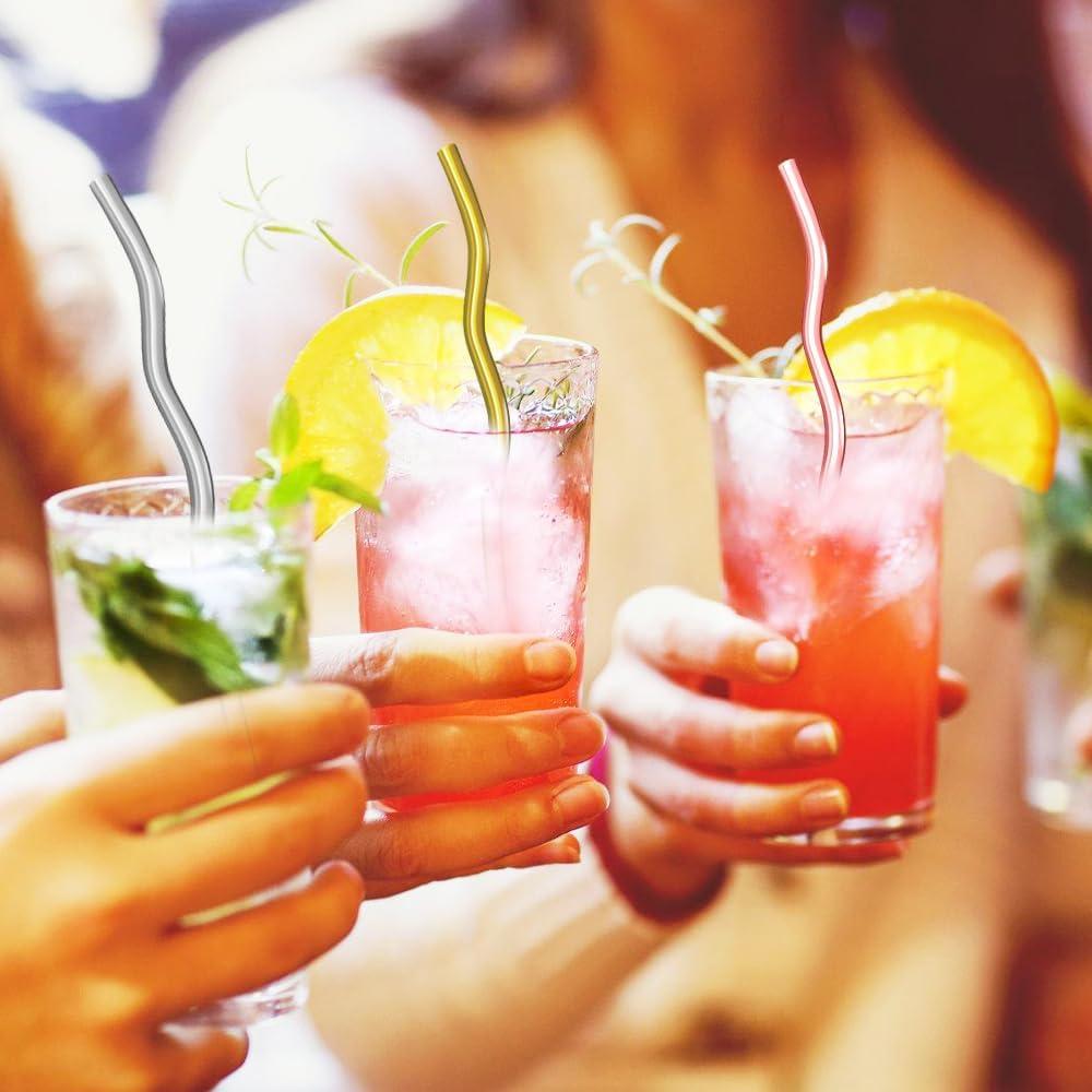 Set de Popotes de Acero Inoxidable Reutilizables CHENSHUO 5 Piezas