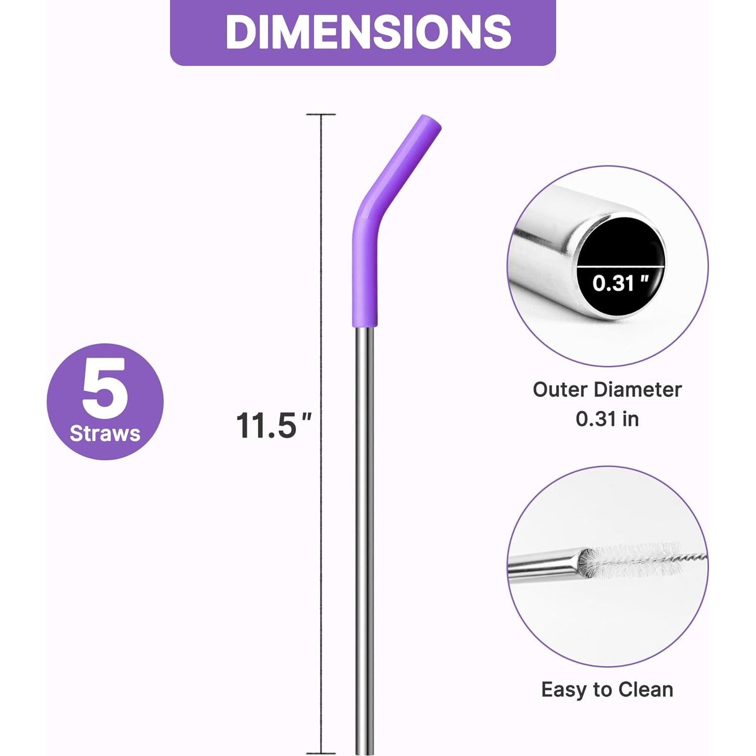 Popotes de Metal Reutilizables Lpaacat 30 oz con Silicona