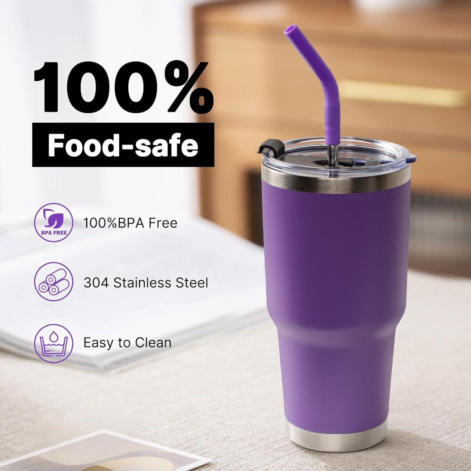 Popotes de Metal Reutilizables Lpaacat 30 oz con Silicona