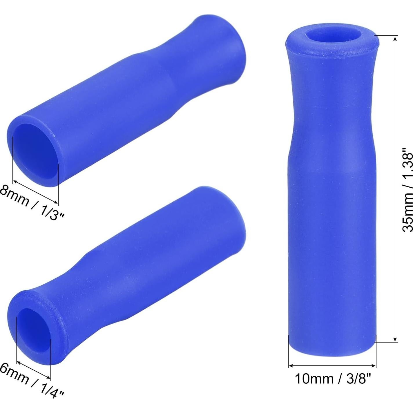 Puntas de Pajitas de Silicona Uxcell 8pcs Azul 8mm Reutilizables