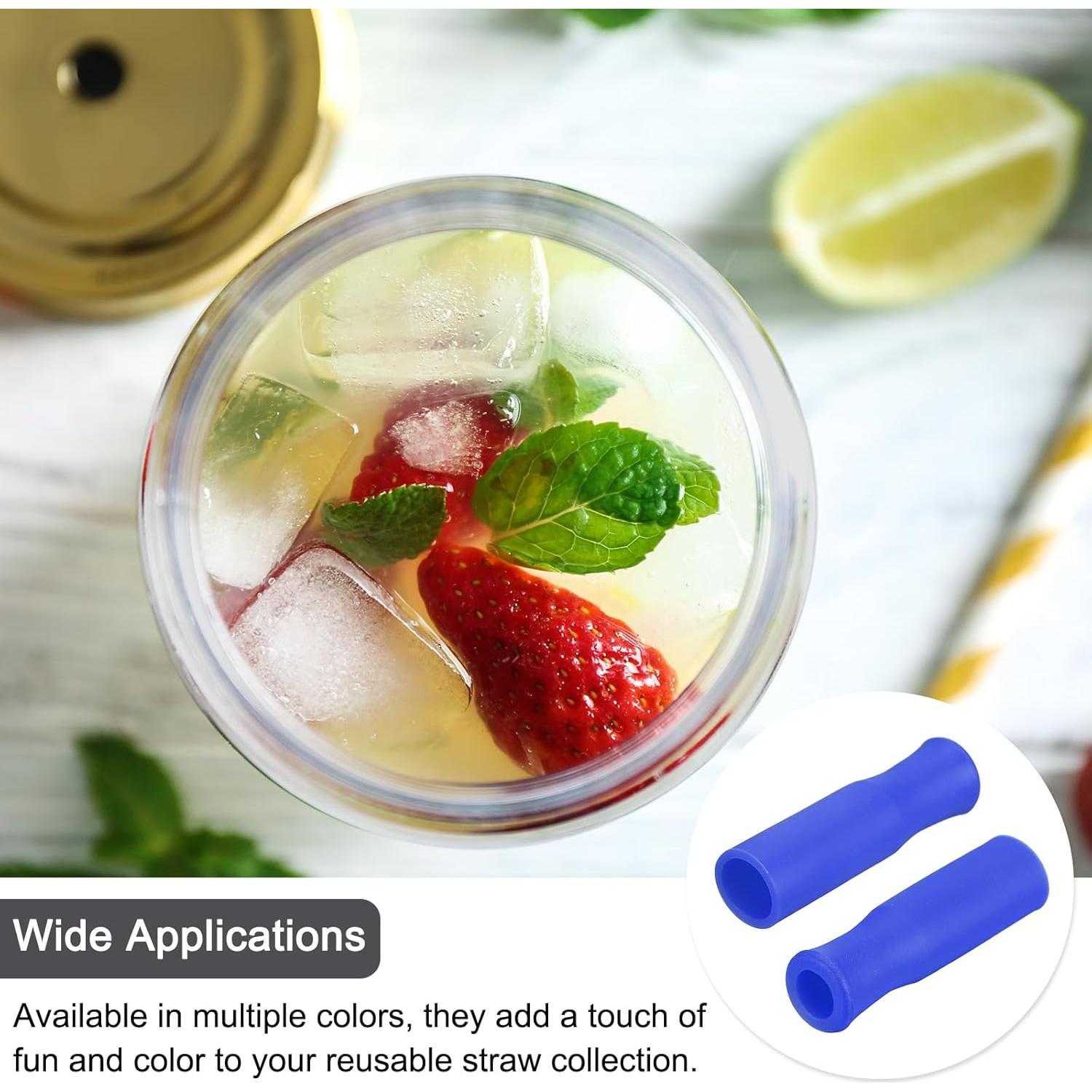 Puntas de Pajitas de Silicona Uxcell 8pcs Azul 8mm Reutilizables