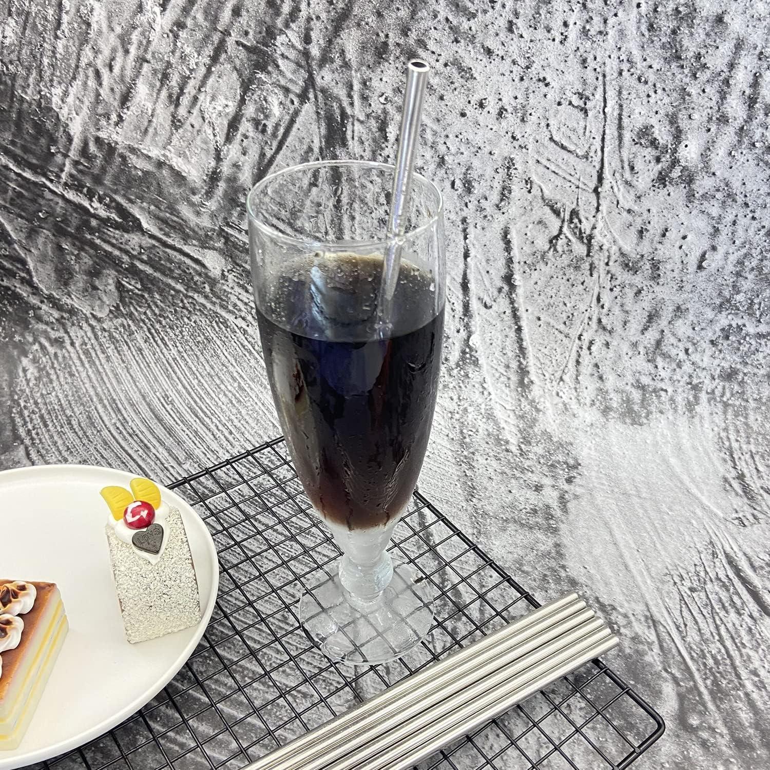 Popotes de Metal Reutilizables NiceCaTeLe 50 Piezas 215mm Plata