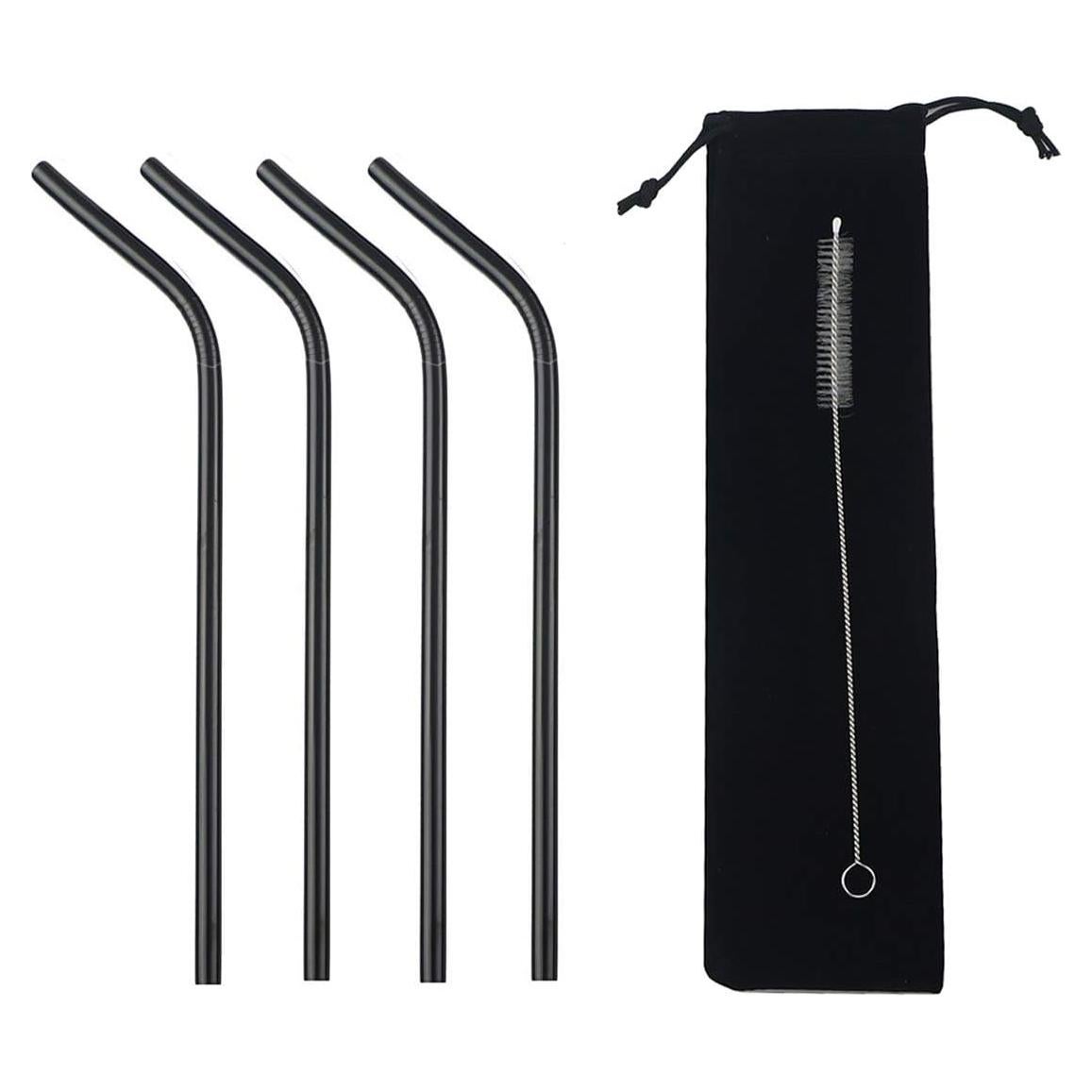 Set de Popotes de Metal Reutilizables Gugrida 4 Doblados 21.5cm
