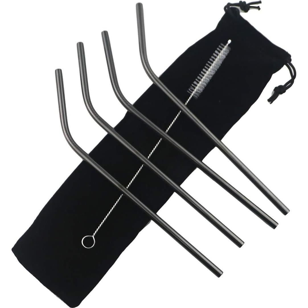 Set de Popotes de Metal Reutilizables Gugrida 4 Doblados 21.5cm