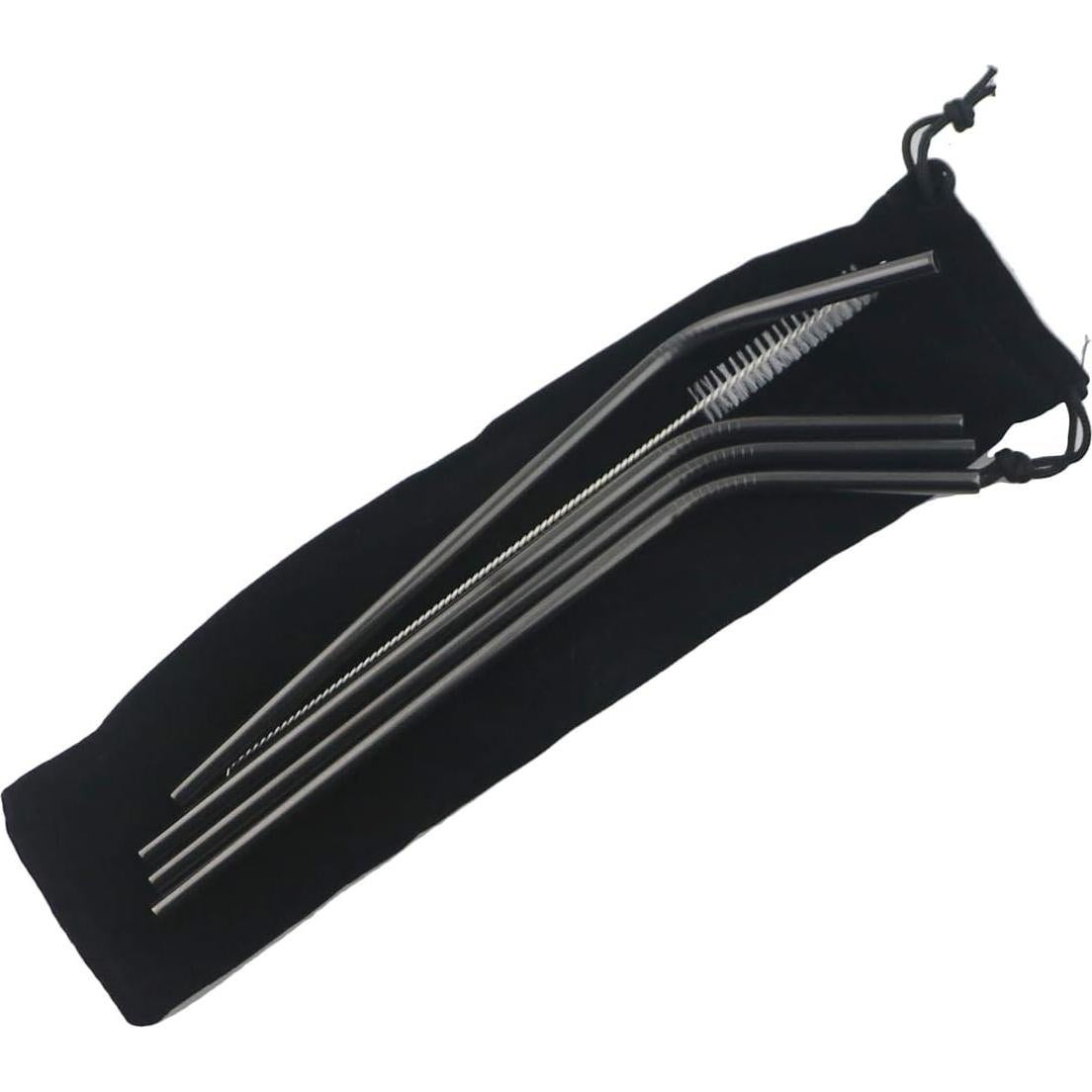 Set de Popotes de Metal Reutilizables Gugrida 4 Doblados 21.5cm