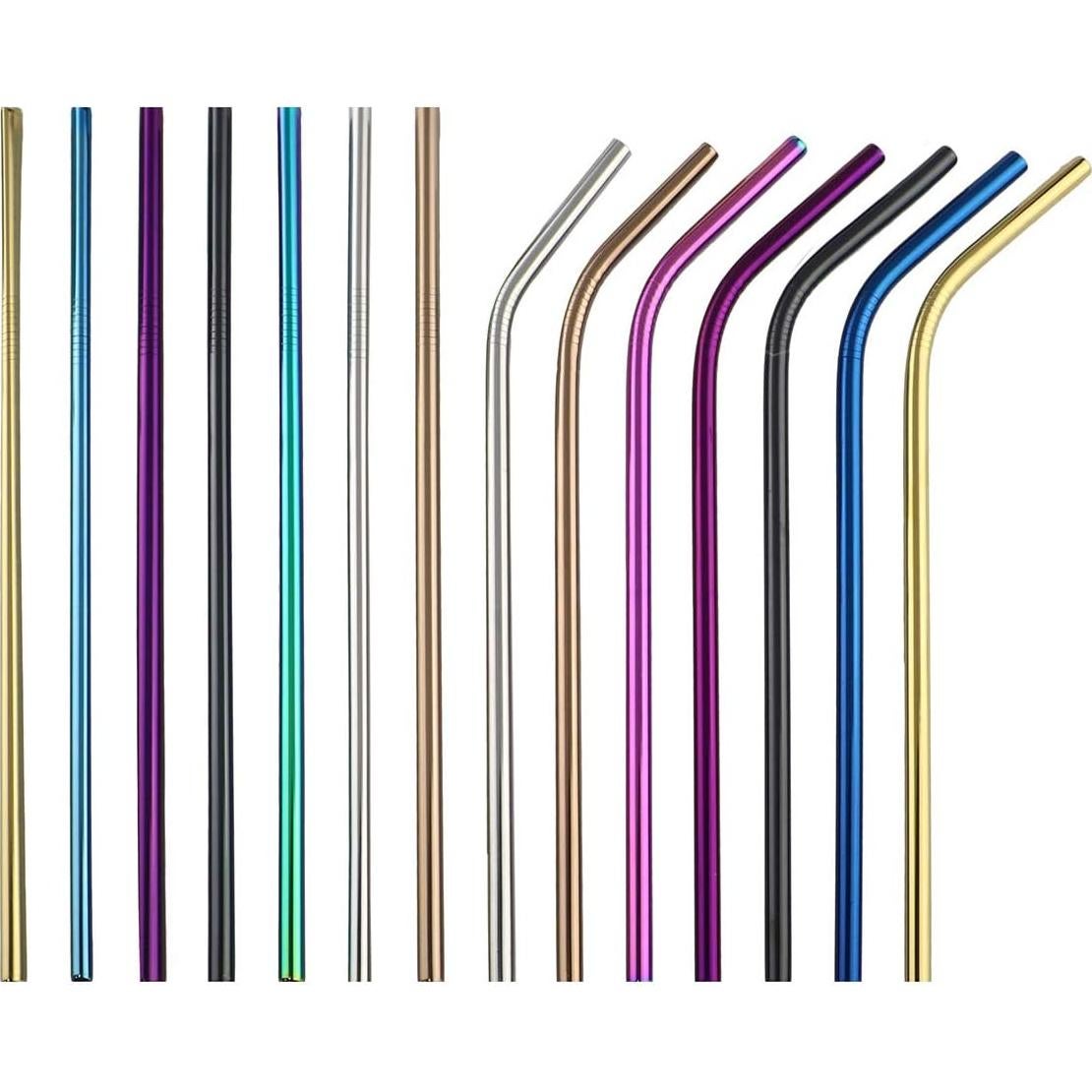 Set de Popotes de Metal Reutilizables Gugrida 4 Doblados 21.5cm