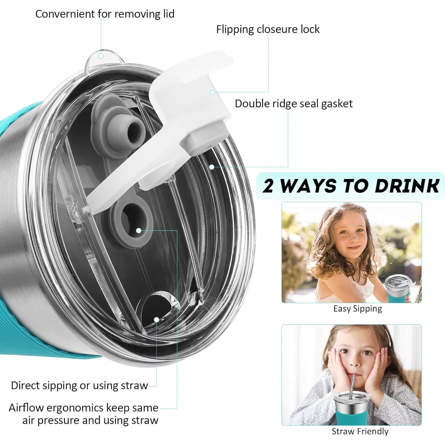 Tazas de Acero Inoxidable Yummy Sam 12oz con Pajitas - 5 Piezas