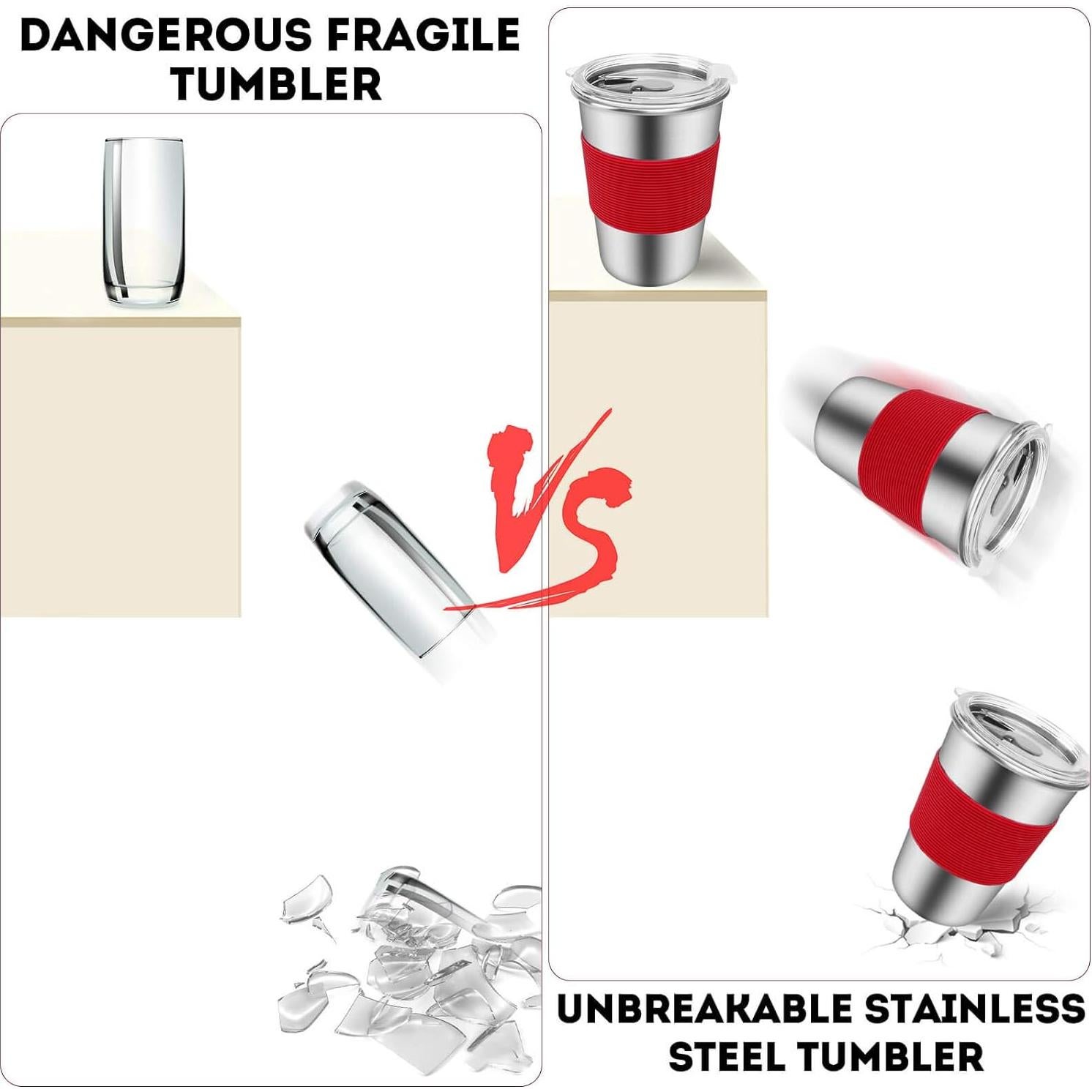 Tazas de Acero Inoxidable Yummy Sam 12oz con Pajitas - 5 Piezas