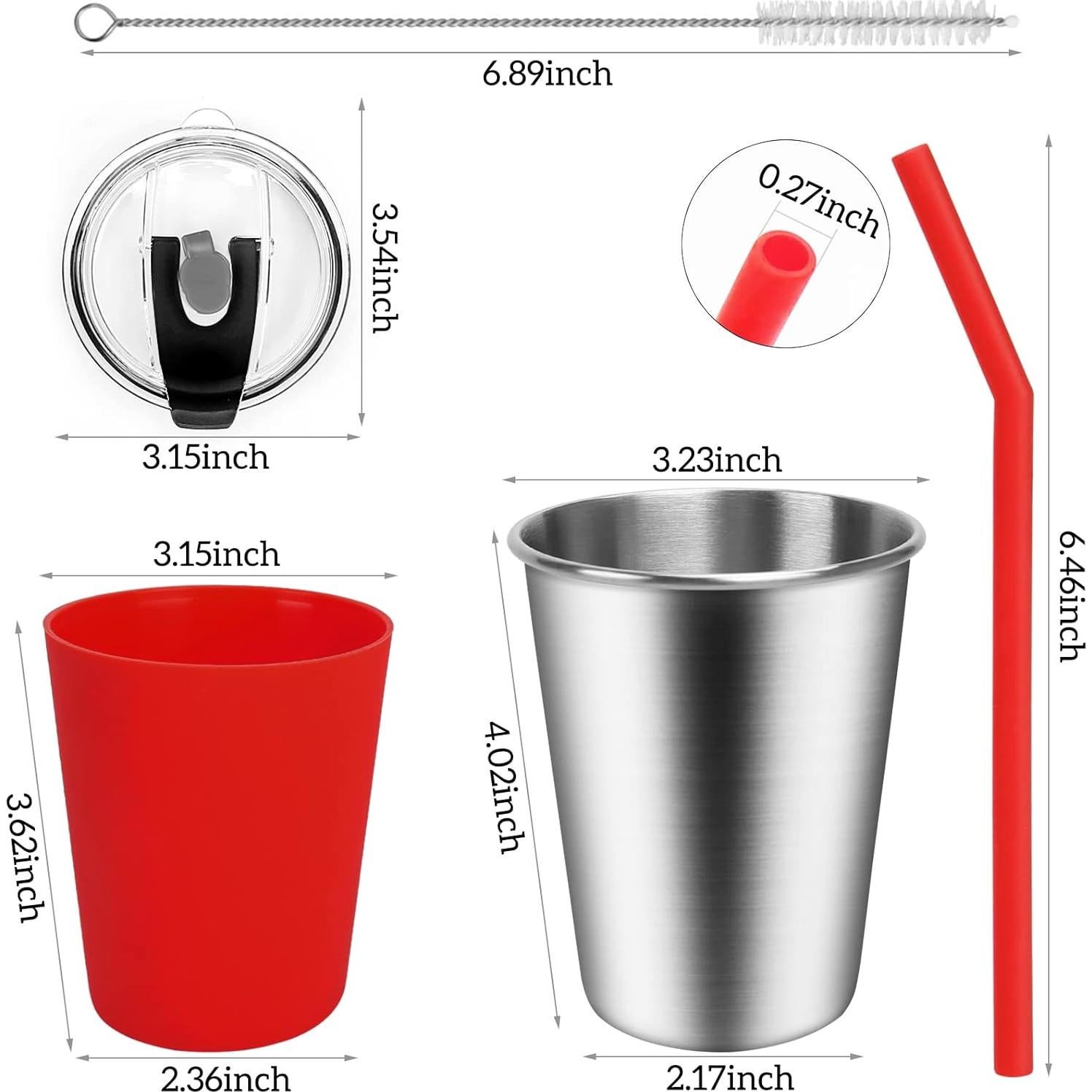 5 Vasos de Acero Inoxidable ShineMe 12oz con Pajitas Silicona