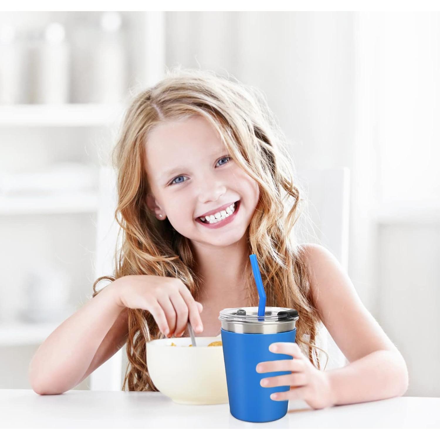 5 Vasos de Acero Inoxidable ShineMe 12oz con Pajitas Silicona