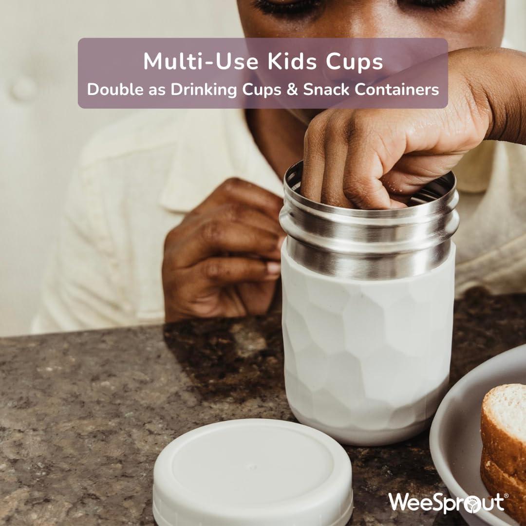 Tazas 2-en-1 WeeSprout para Niños - Acero Inoxidable 8 oz