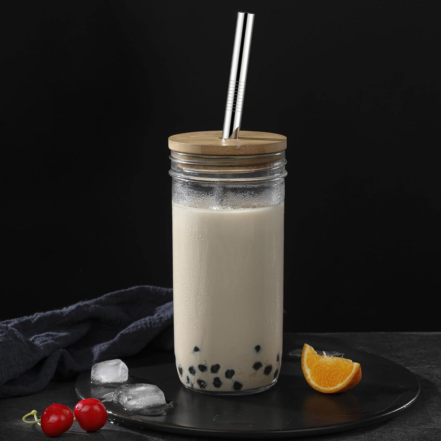 Paquete de 4 Pajitas Reutilizables Wobye 12mm Acero Inoxidable