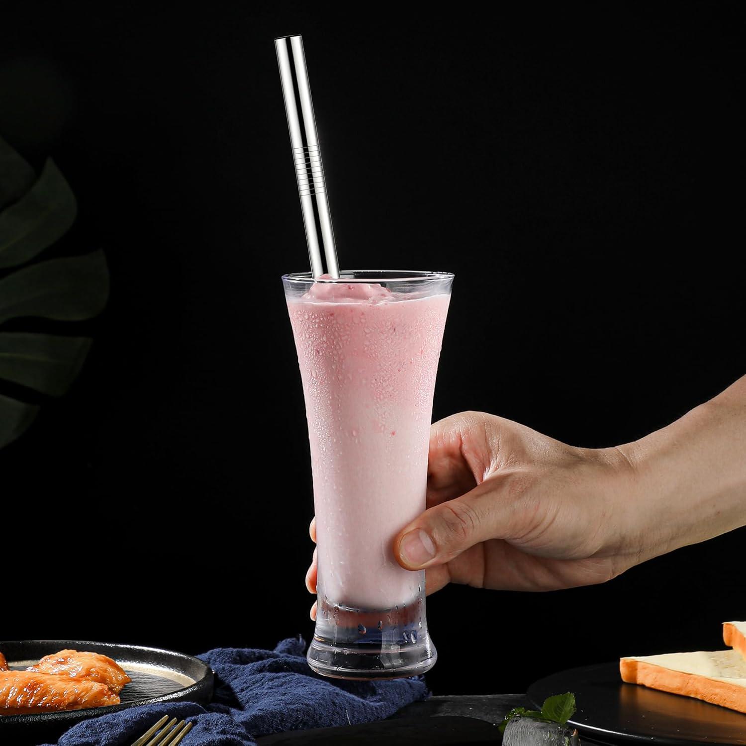 Paquete de 4 Pajitas Reutilizables Wobye 12mm Acero Inoxidable