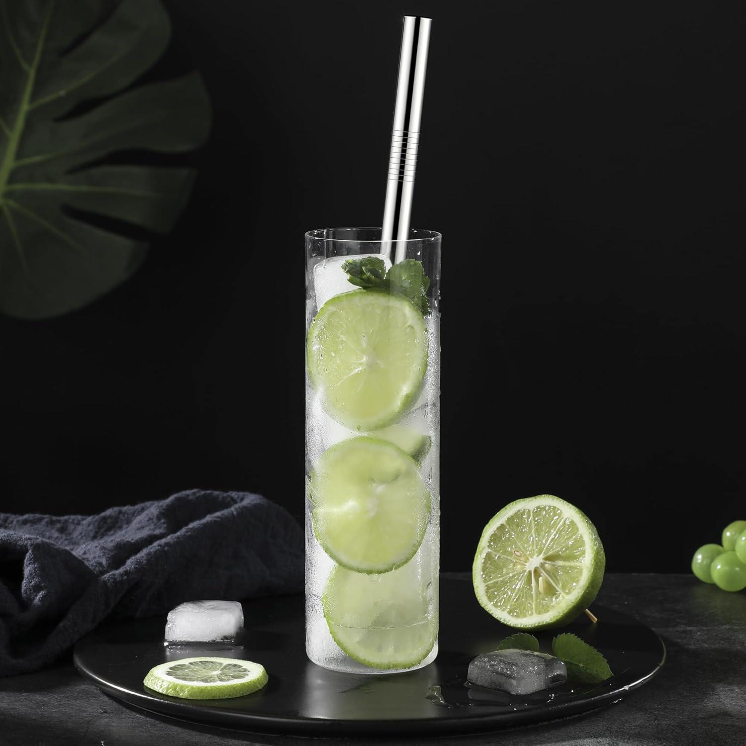 Paquete de 4 Pajitas Reutilizables Wobye 12mm Acero Inoxidable