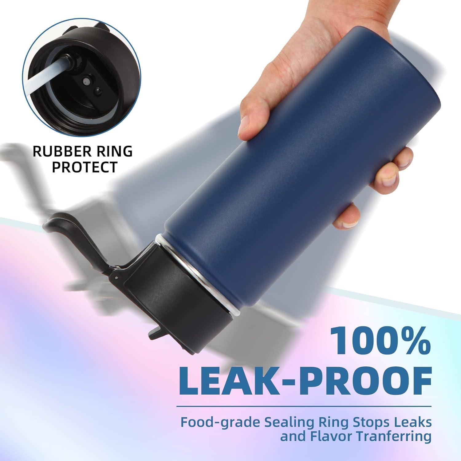 Botella de Agua Aislada Volhoply 470ml Niños con Popote Navy