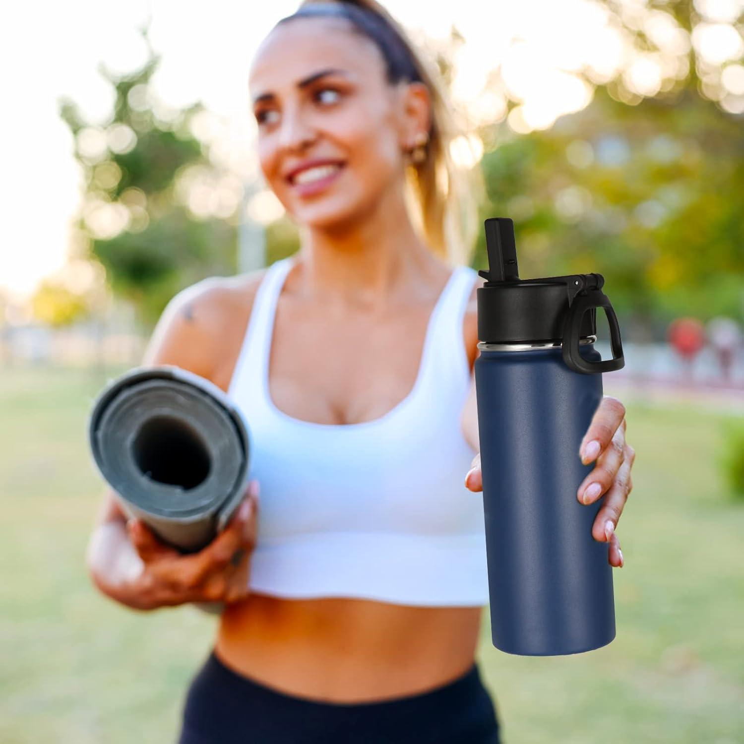 Botella de Agua Aislada Volhoply 470ml Niños con Popote Navy