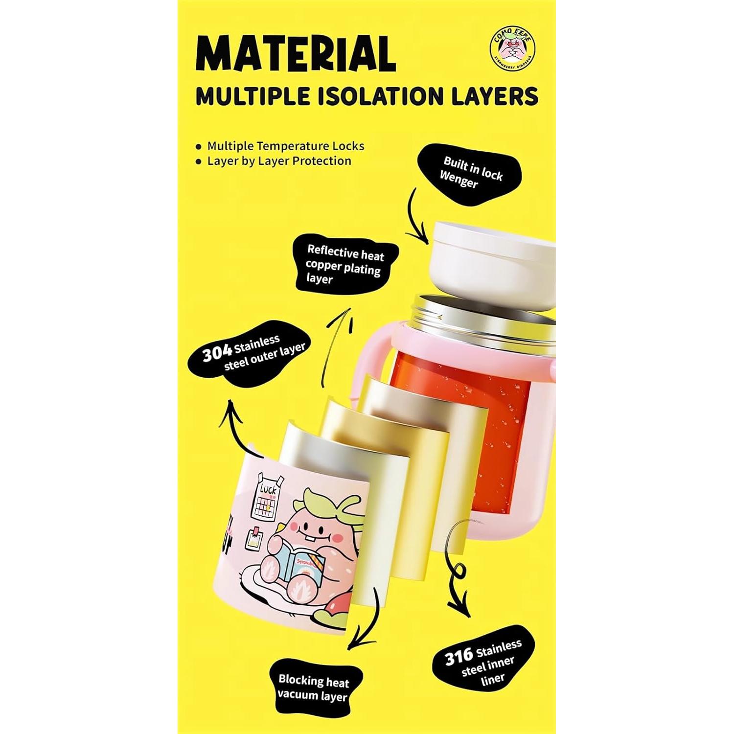 Taza de Acero Inoxidable LIONICE 710ml con Chorro de Ballena