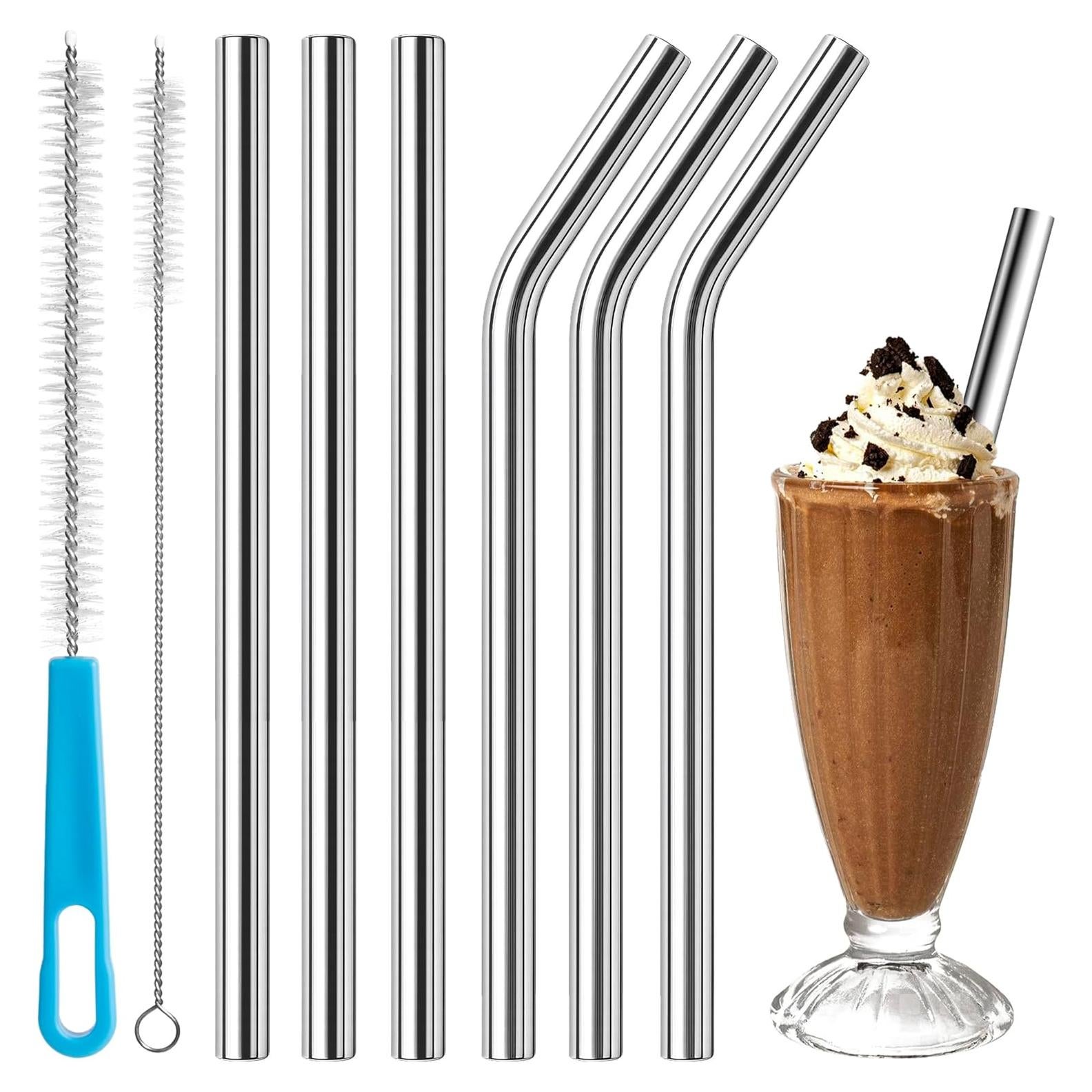 Paquete de 6 Pajillas de Metal Diumepo 12mm Reutilizables