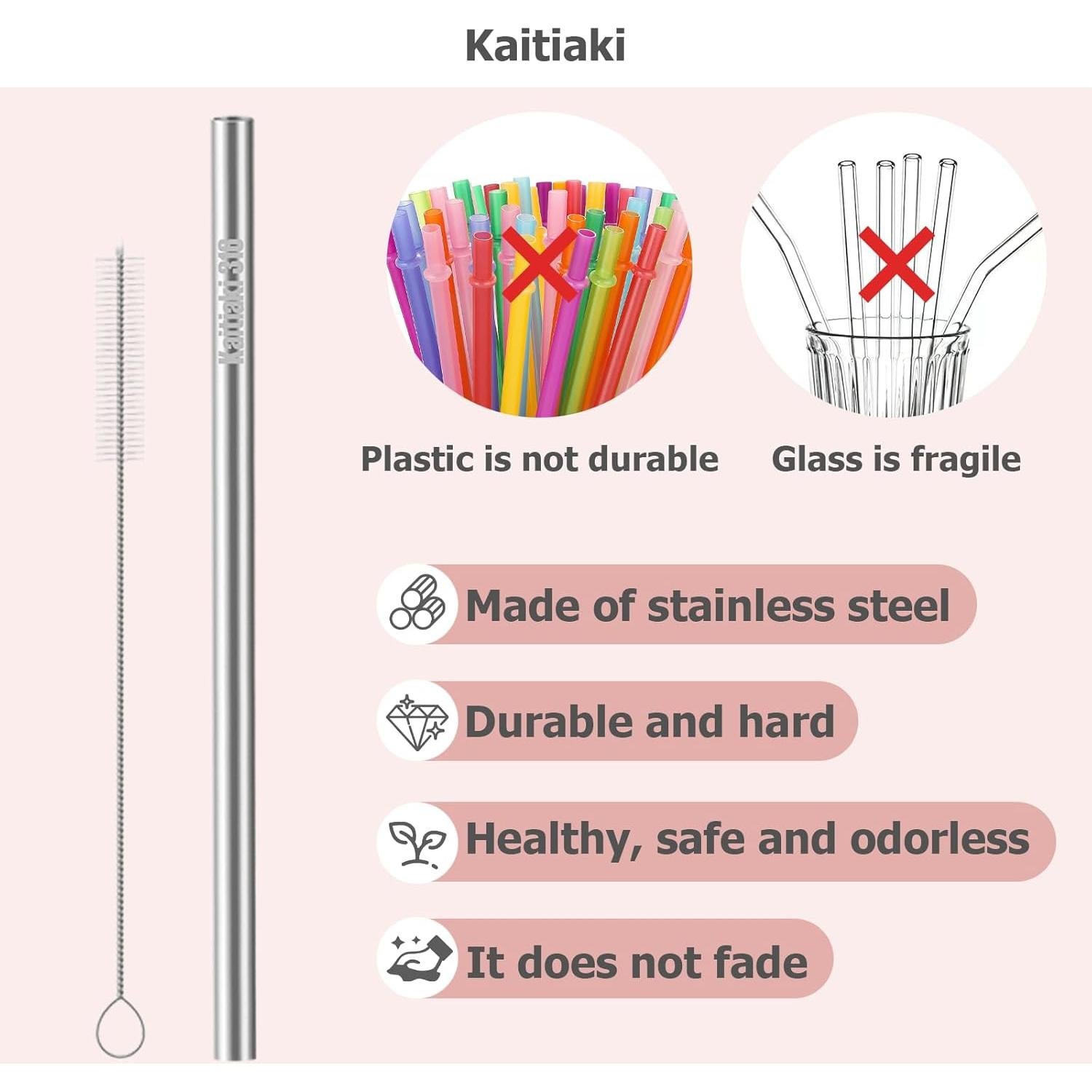 Popotes de Acero Inoxidable Kaitiaki 30oz 8.19" Ecológicos