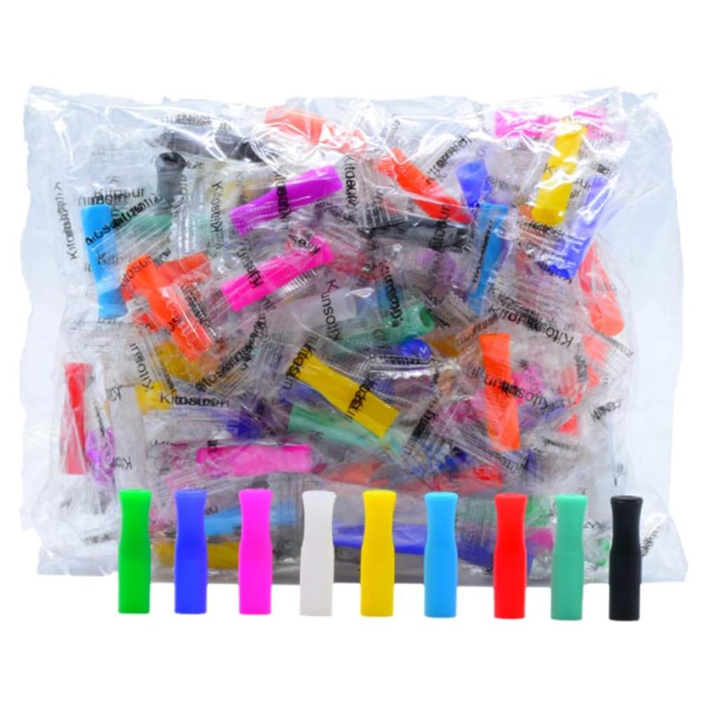 100 Puntas de Silicona Reutilizables Mata Leon para Pajitas de Metal