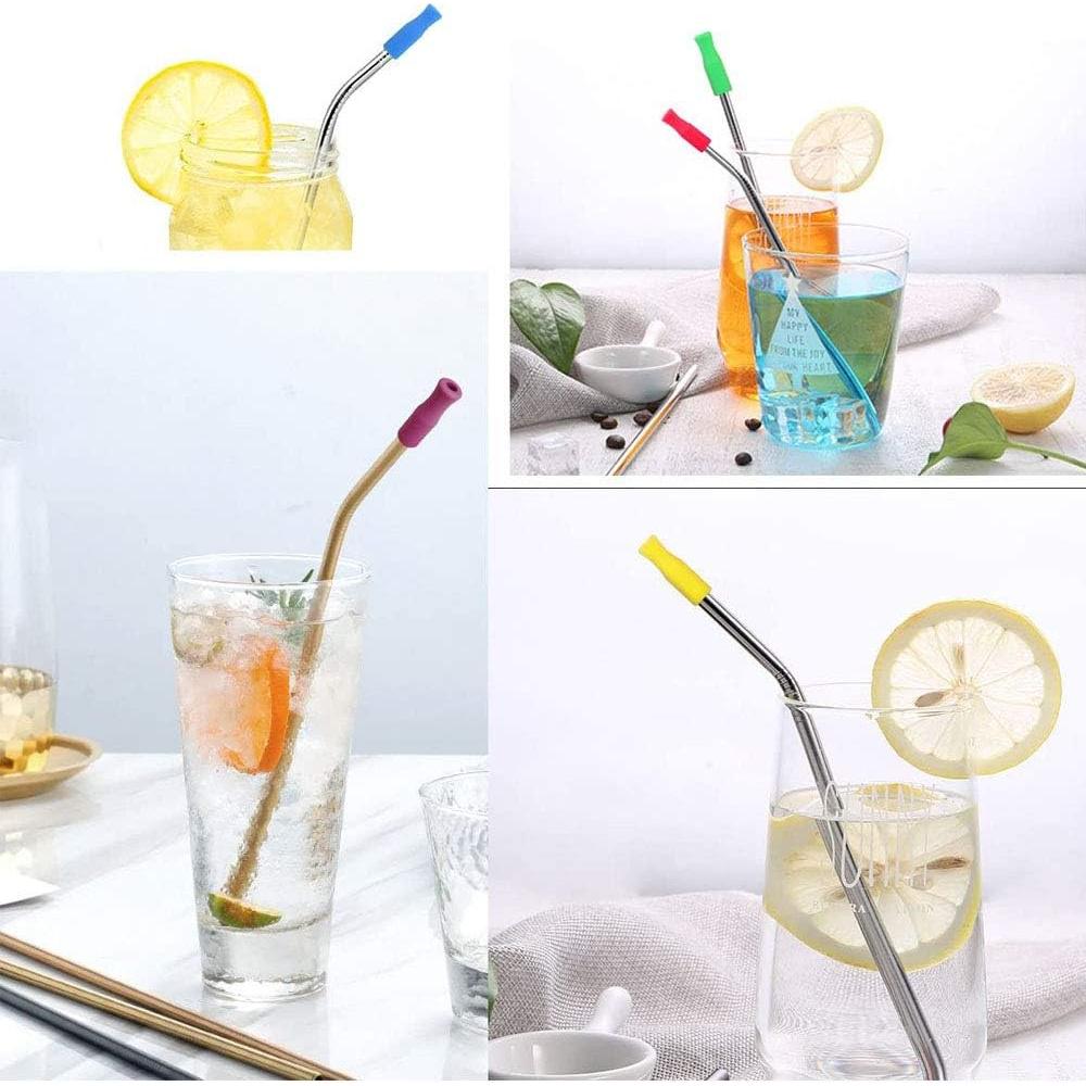 100 Puntas de Silicona Reutilizables Mata Leon para Pajitas de Metal