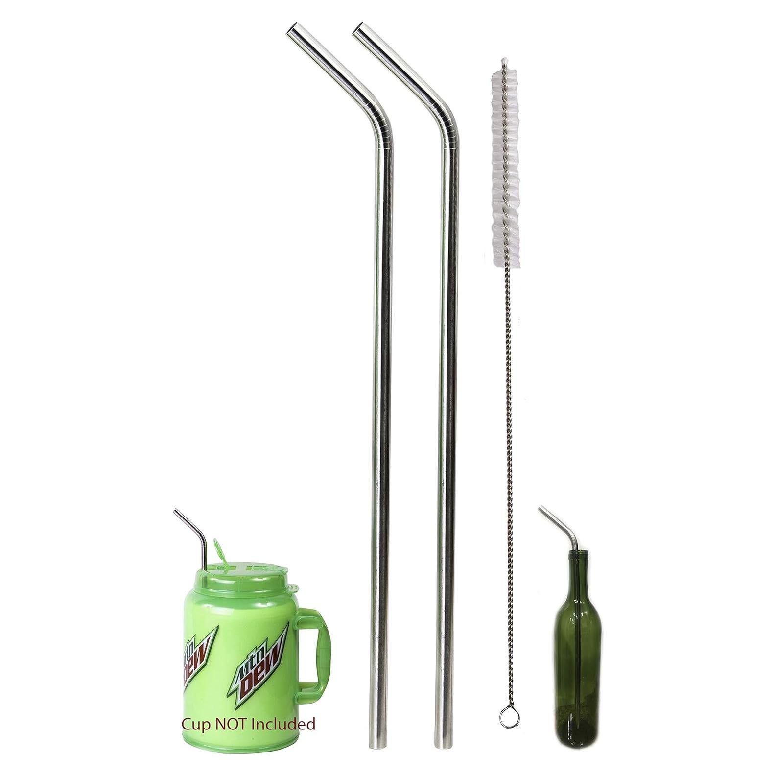 Popotes Jumbo de Acero Inoxidable CocoStraw 14" 2 Pzas