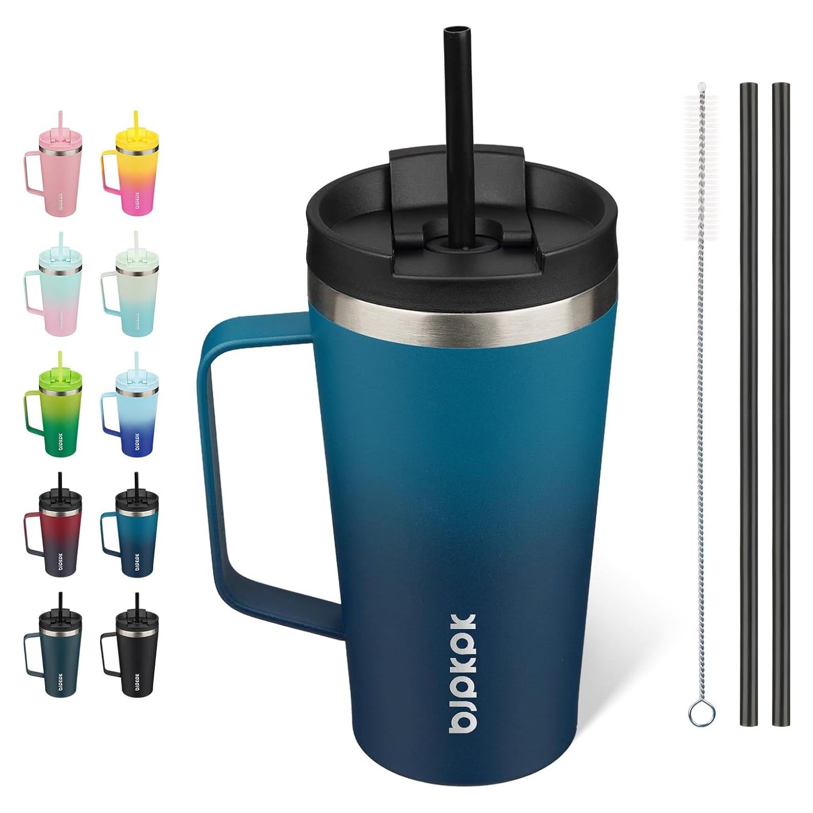 Vaso Aislado BJPKPK 530ml Acero Inoxidable con Asa y Tapa