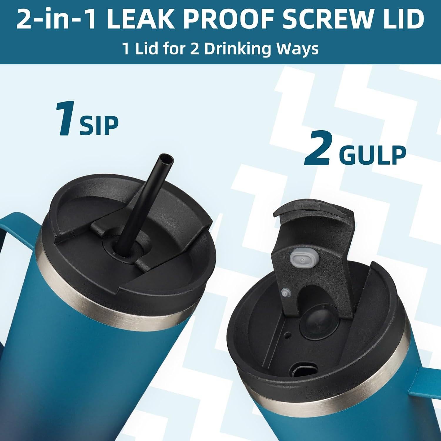 Vaso Aislado BJPKPK 530ml Acero Inoxidable con Asa y Tapa