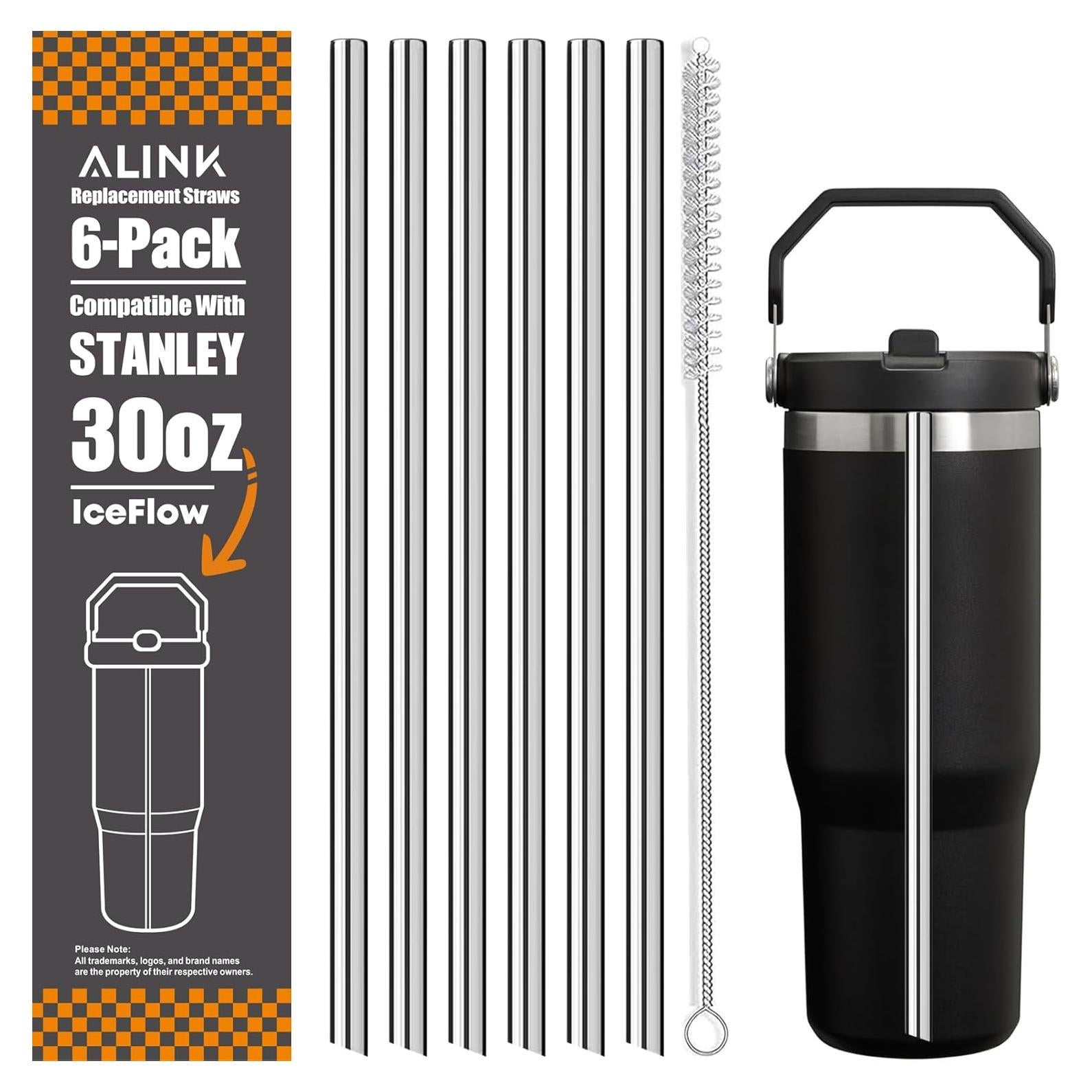 Popotes de Acero Inoxidable ALINK para Vaso Stanley 30oz - 6 Unidades