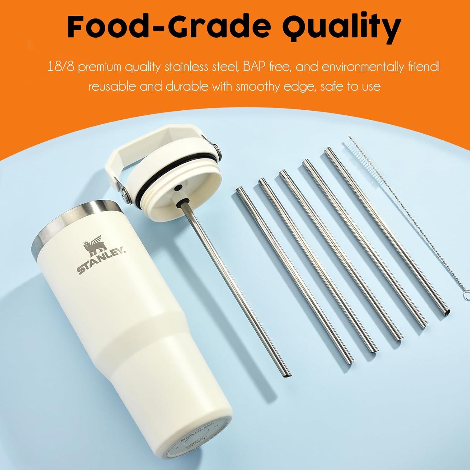 Popotes de Acero Inoxidable ALINK para Vaso Stanley 30oz - 6 Unidades