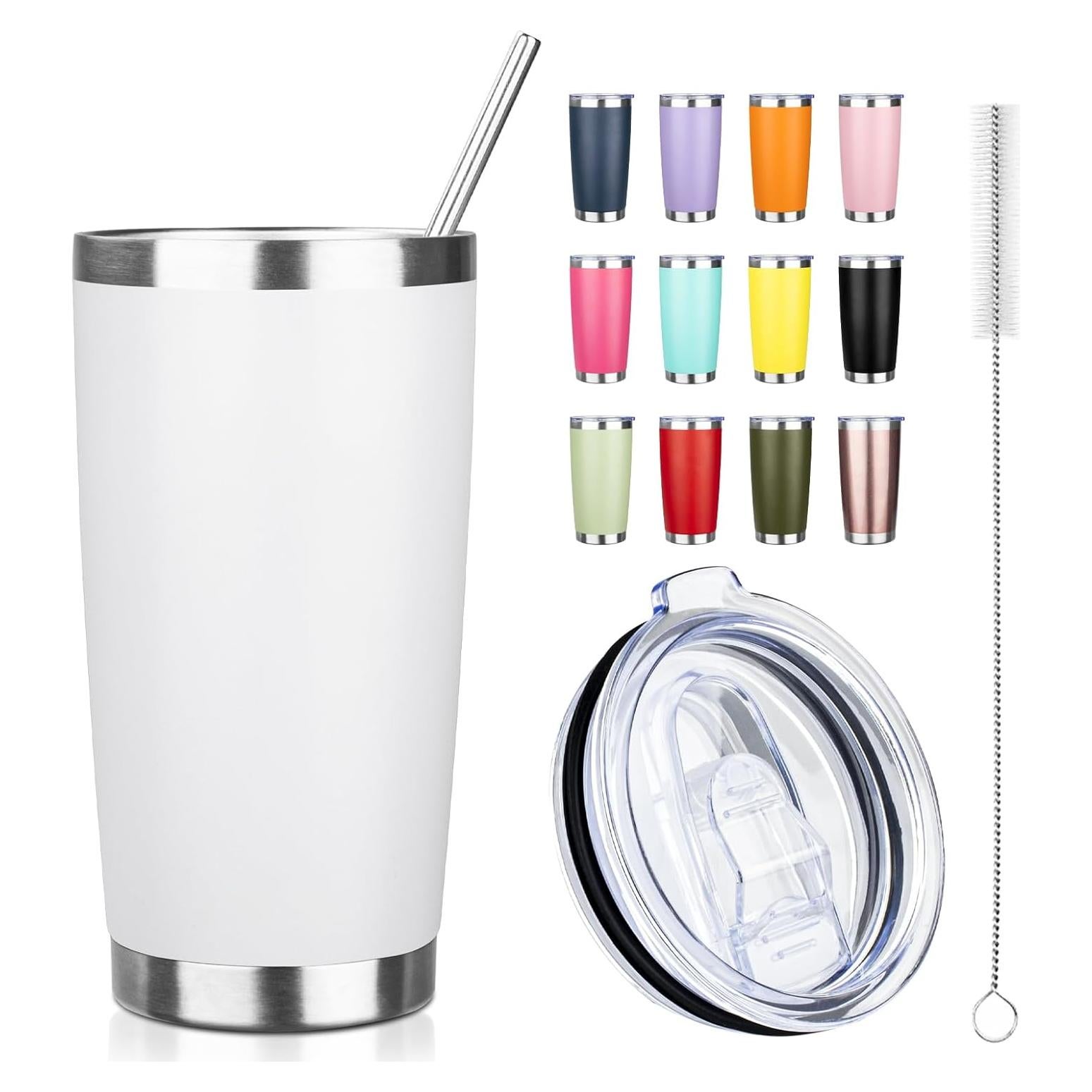 Taza de acero inoxidable 20oz ATIKZHE con popote y tapa