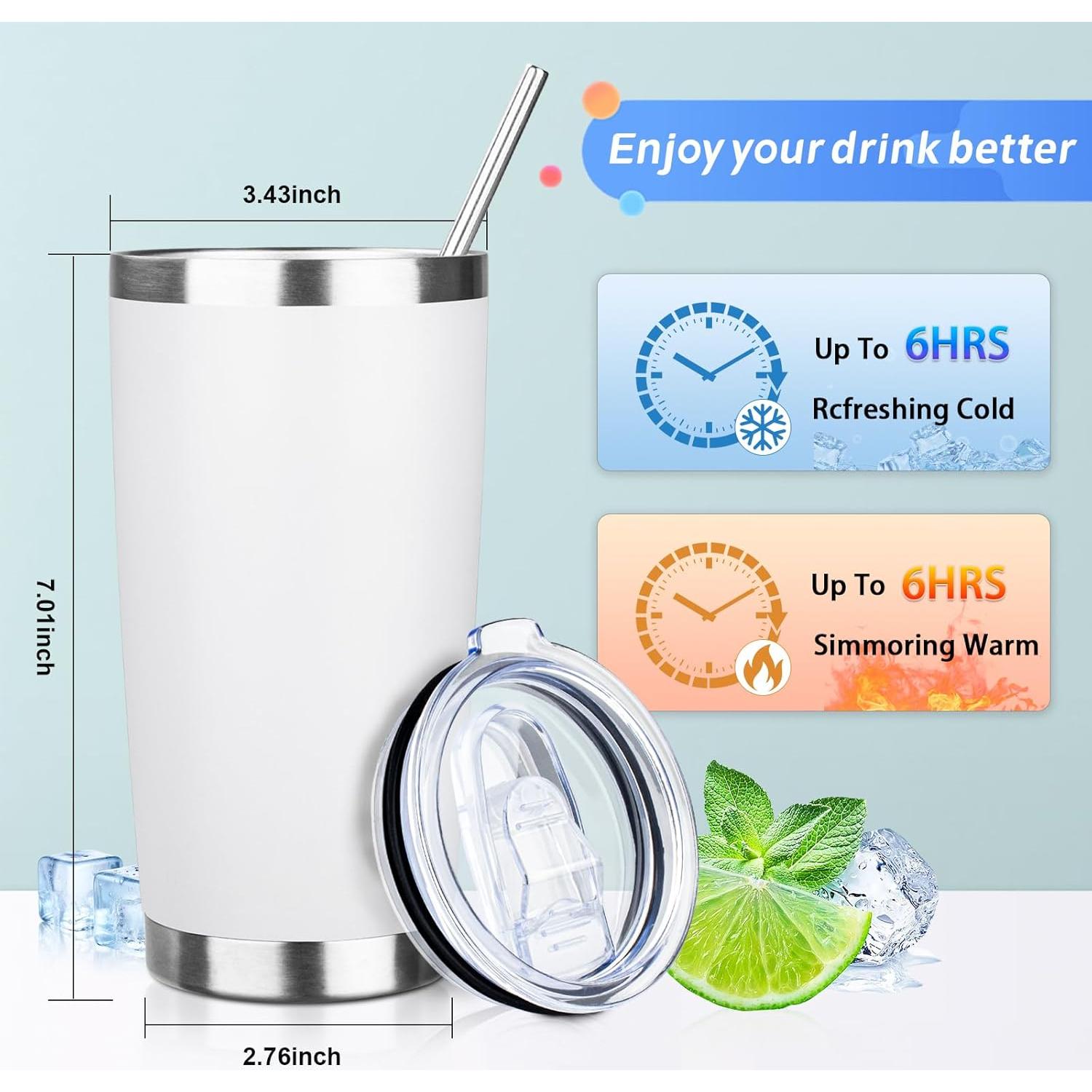 Taza de acero inoxidable 20oz ATIKZHE con popote y tapa