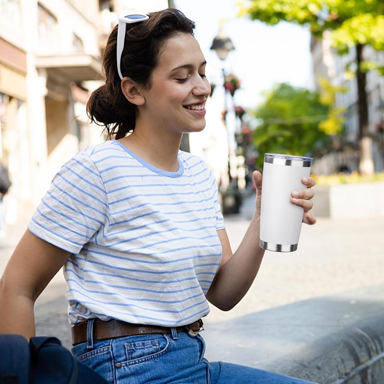 Taza de acero inoxidable 20oz ATIKZHE con popote y tapa