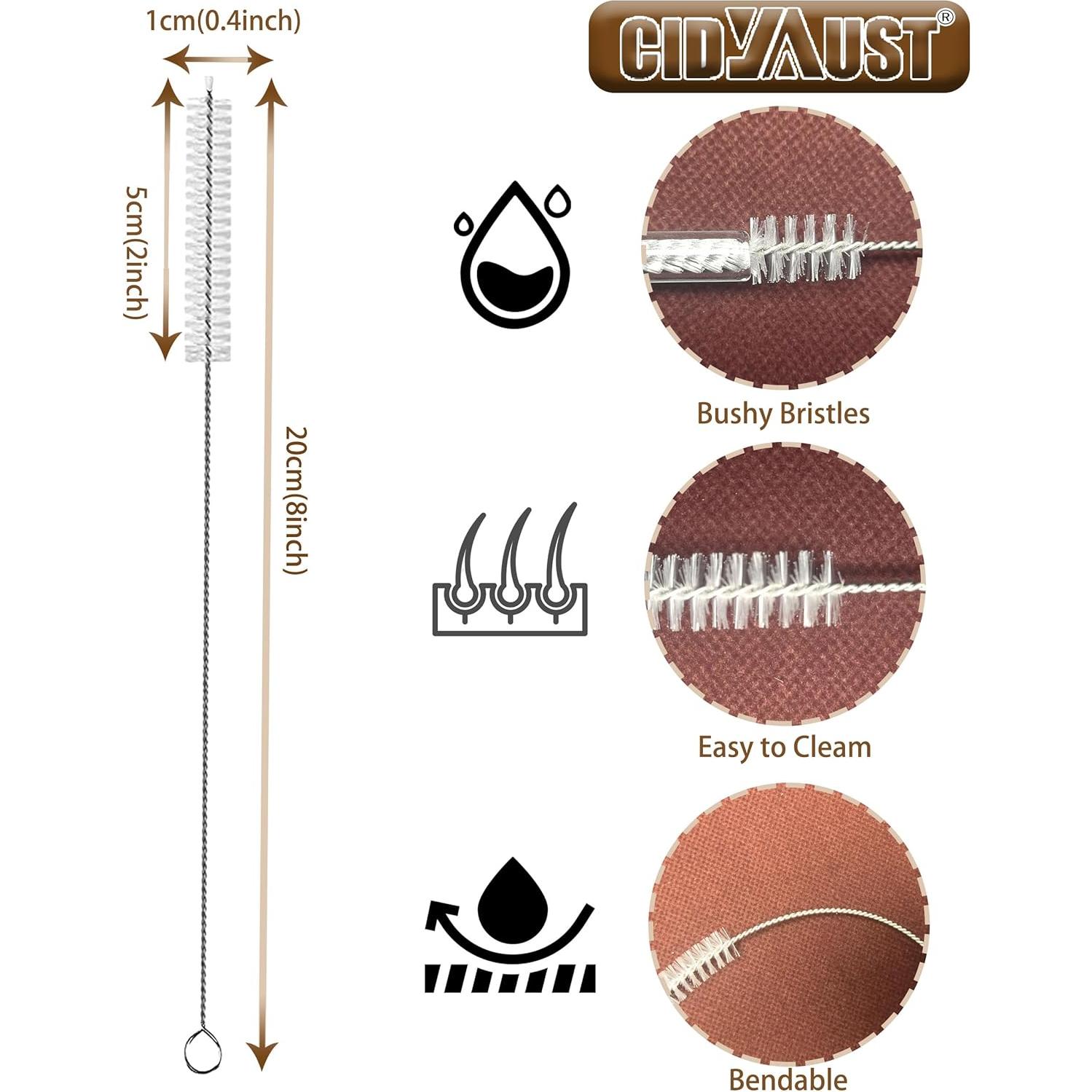 Cepillo Limpiador de Pajitas CIDYAUST 8 Piezas Acero Inoxidable