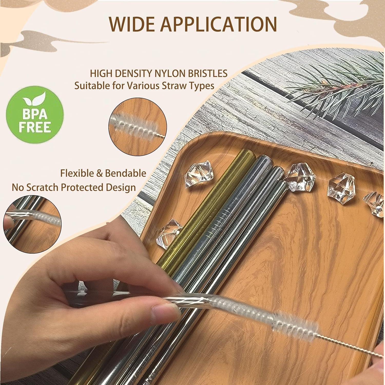 Cepillo Limpiador de Pajitas CIDYAUST 8 Piezas Acero Inoxidable