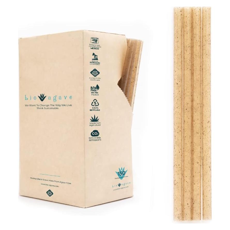 Pajitas Biodegradables BIO AGAVE 150 Pcs 15 cm Cortas