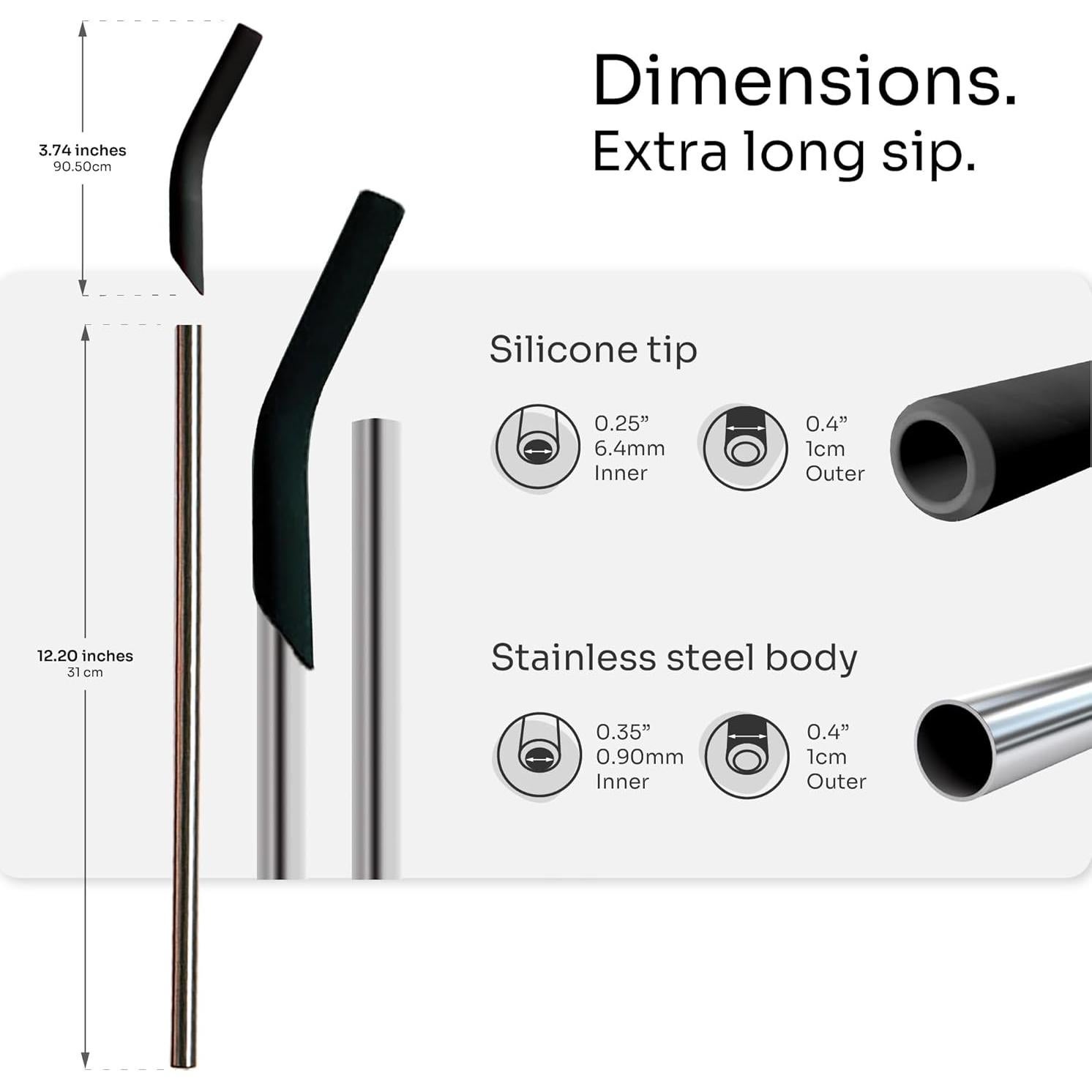 Pajillas de Acero Inoxidable Reutilizables purifyou 36.83 cm