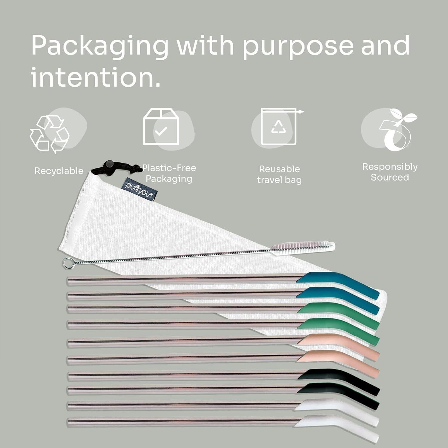 Pajillas de Acero Inoxidable Reutilizables purifyou 36.83 cm