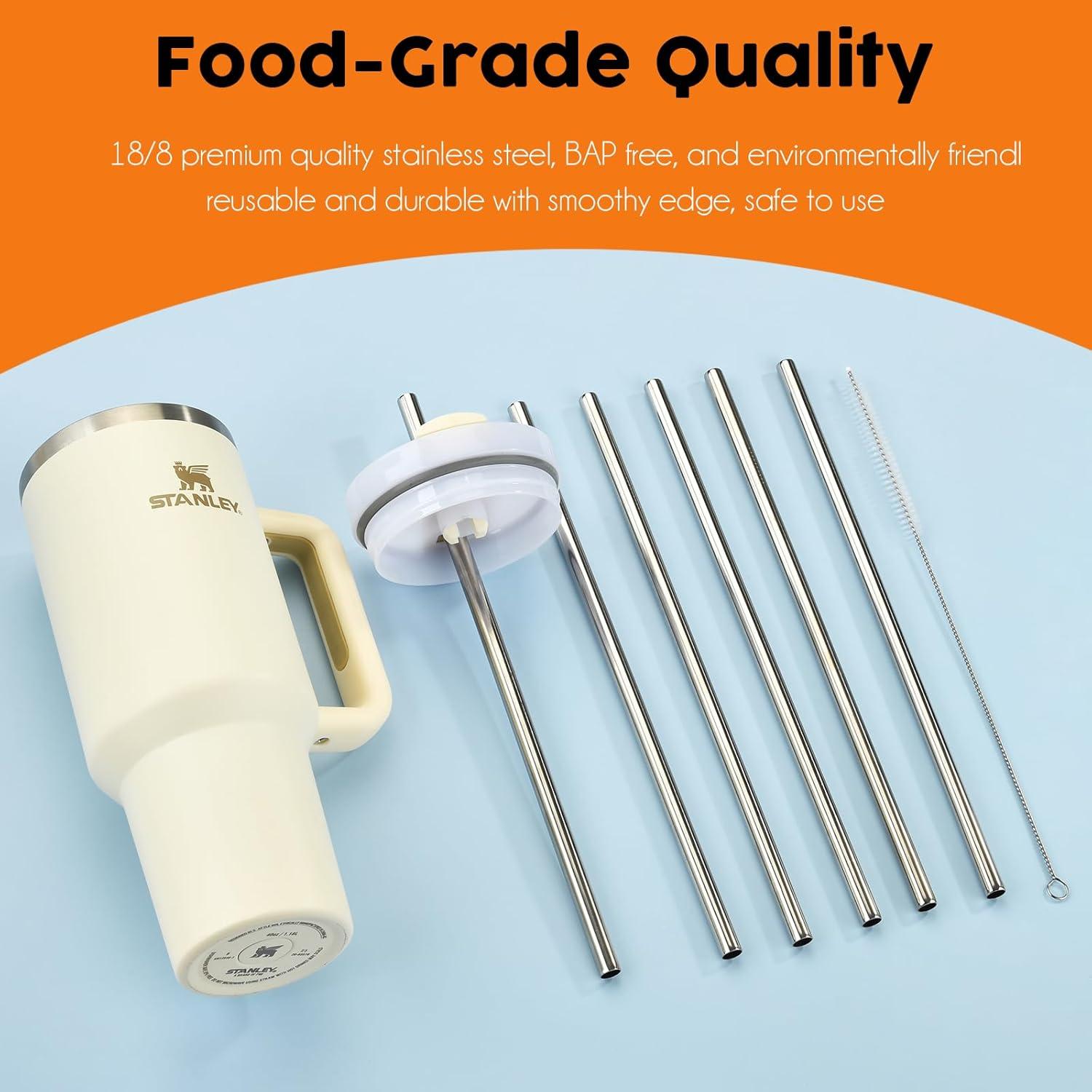 Popotes de Acero Inoxidable ALINK 12" Reutilizables x6 para Taza Stanley