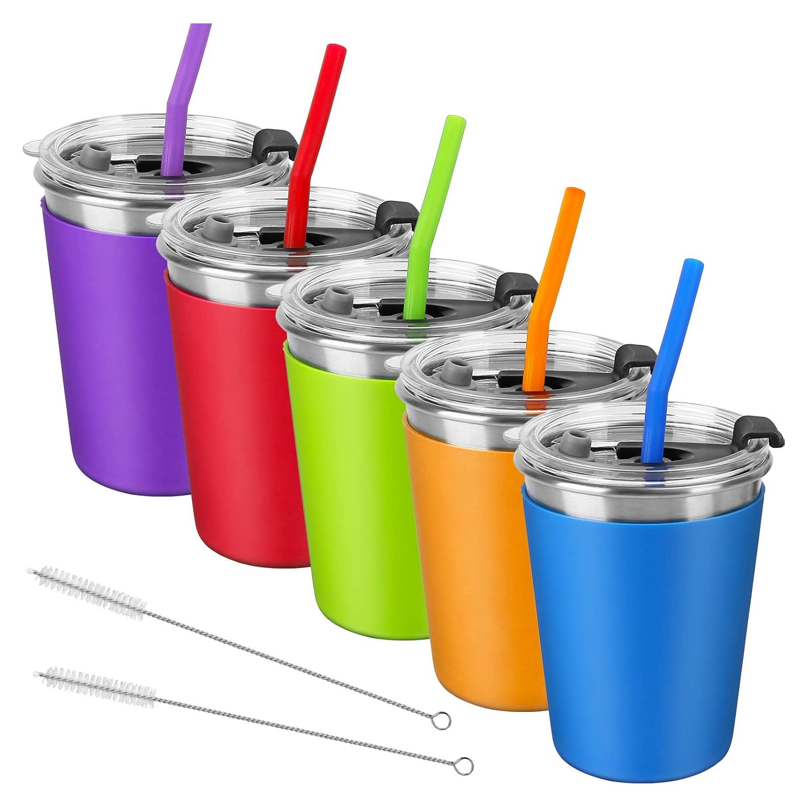 Tazas de Acero Inoxidable 12oz Vermida con Pajitas - Paquete de 5