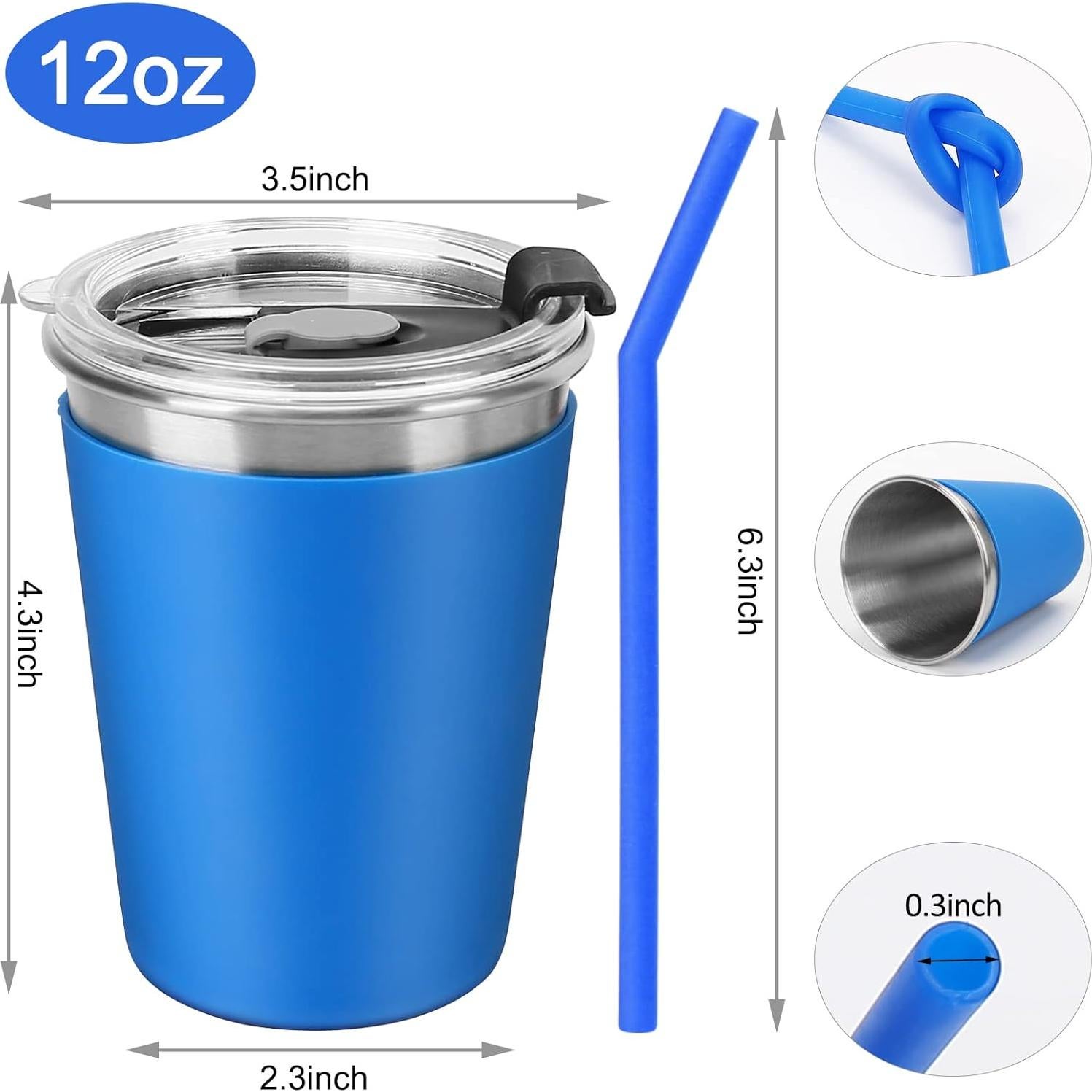 Tazas de Acero Inoxidable 12oz Vermida con Pajitas - Paquete de 5