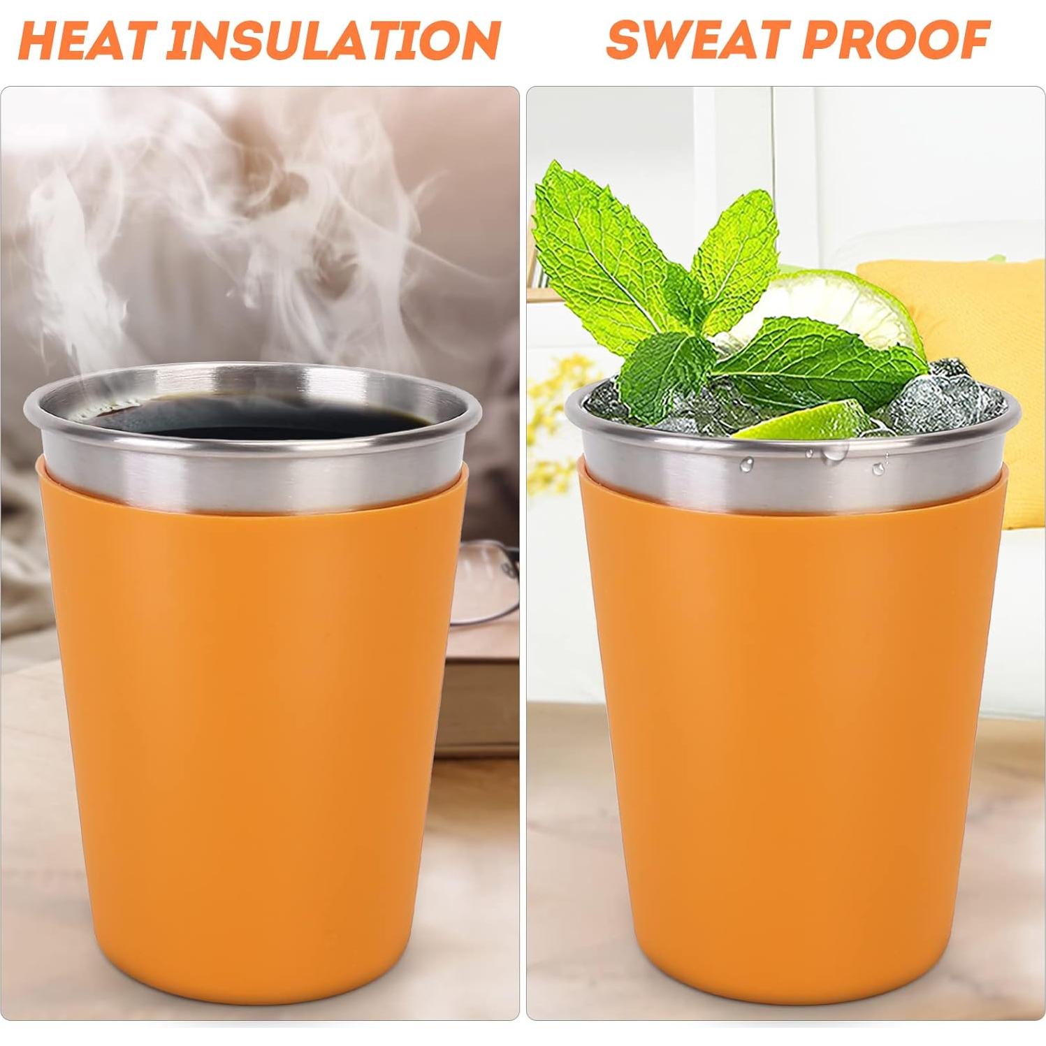 Tazas de Acero Inoxidable 12oz Vermida con Pajitas - Paquete de 5