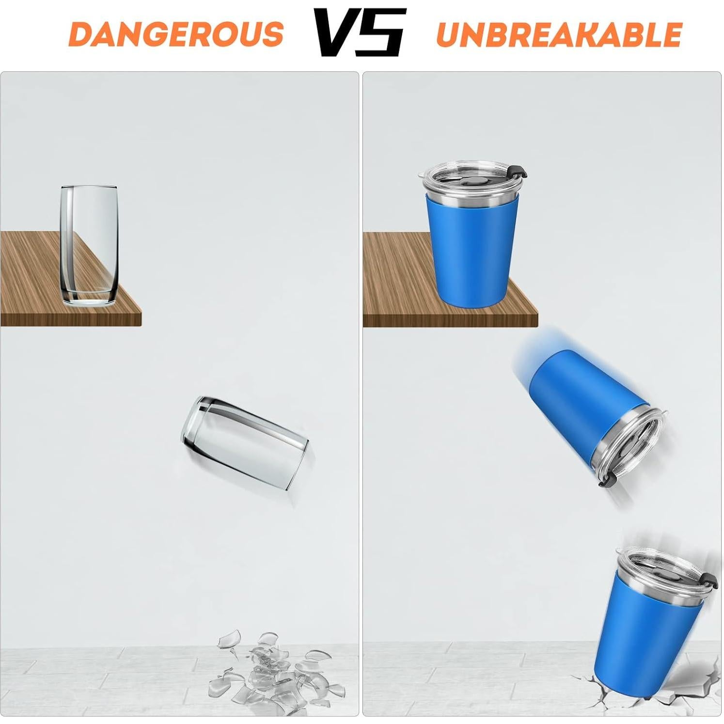 Tazas de Acero Inoxidable 12oz Vermida con Pajitas - Paquete de 5