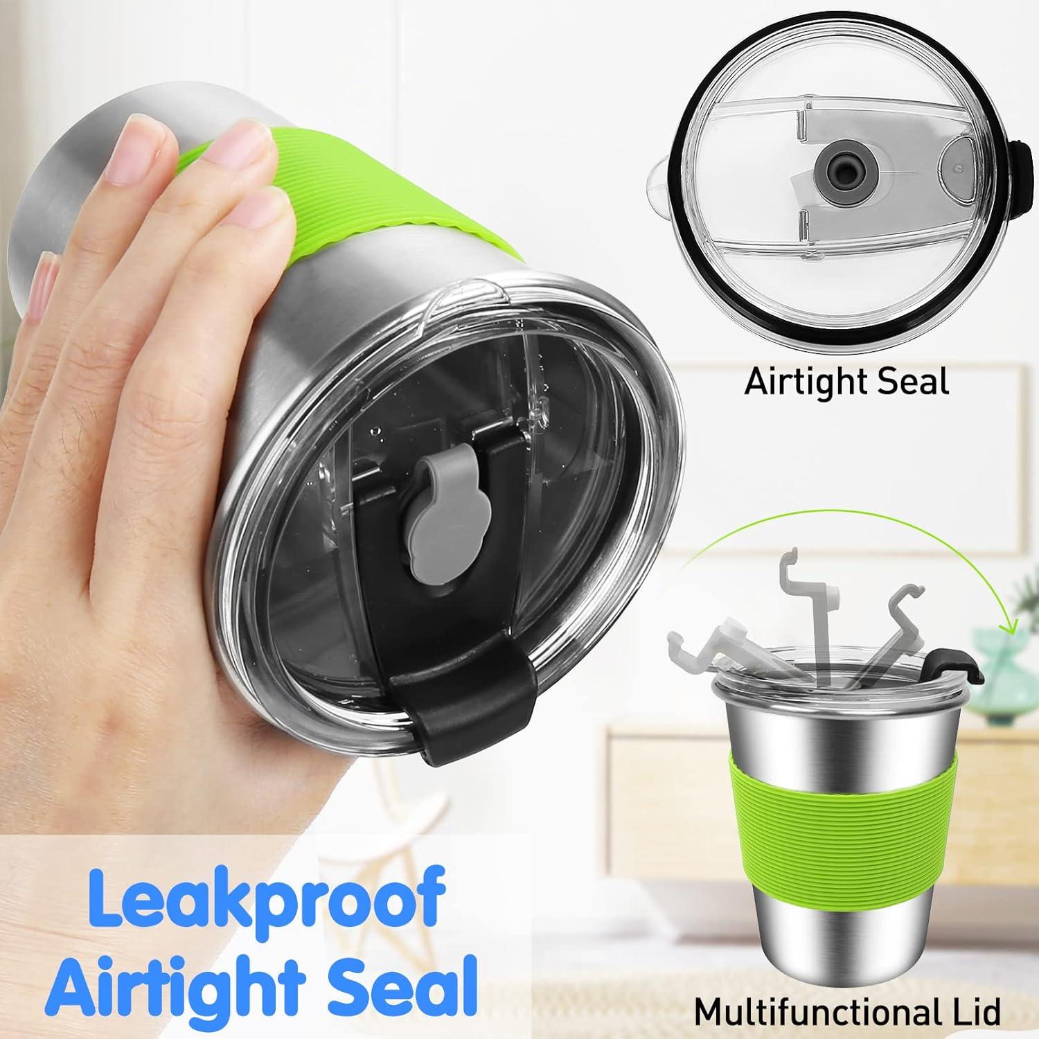 Tazas de Acero Inoxidable EWSNmata 12oz - Paquete de 6 con Pajitas