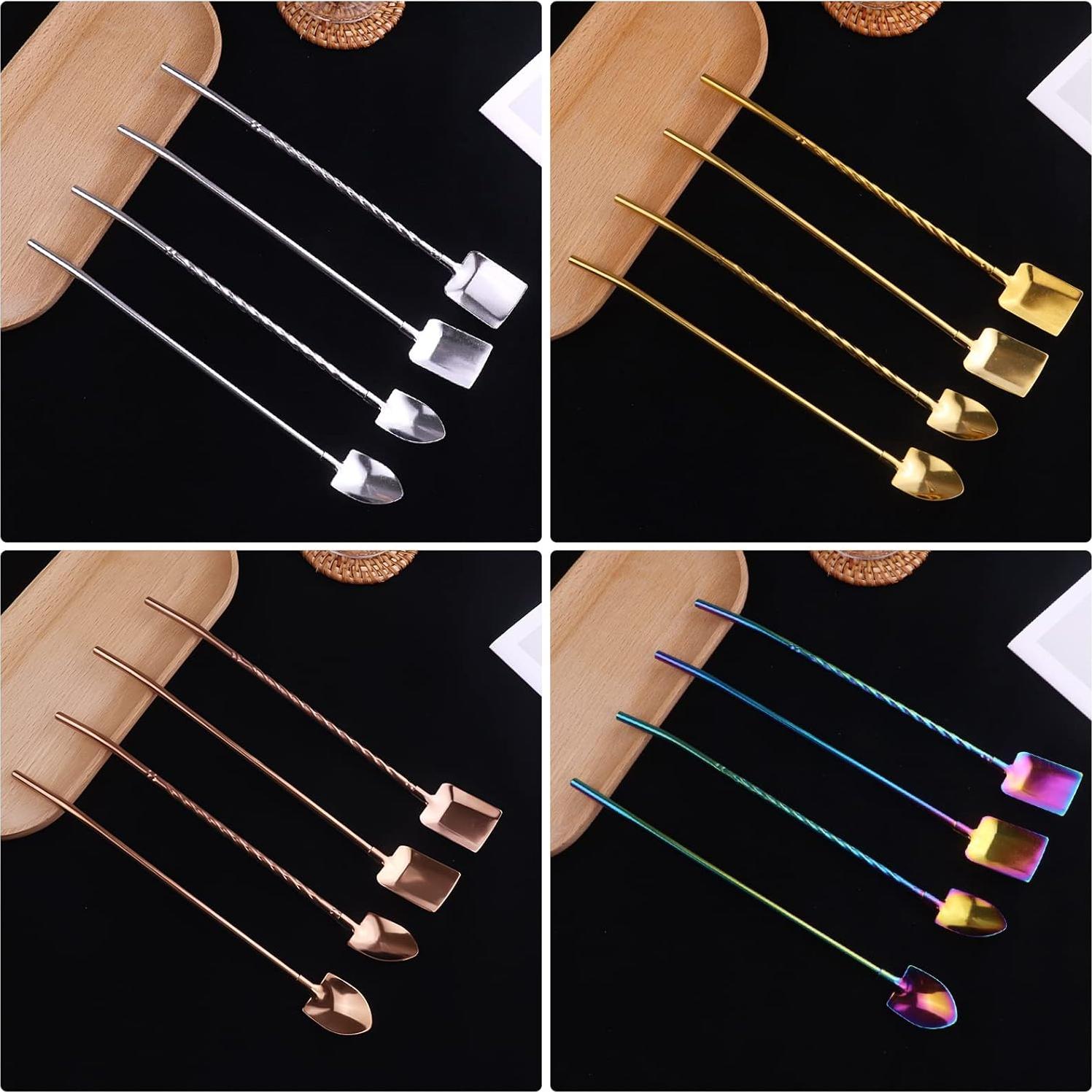 Set 16 Cucharas Pajitas Acero Inoxidable 22.1 cm con Cepillos