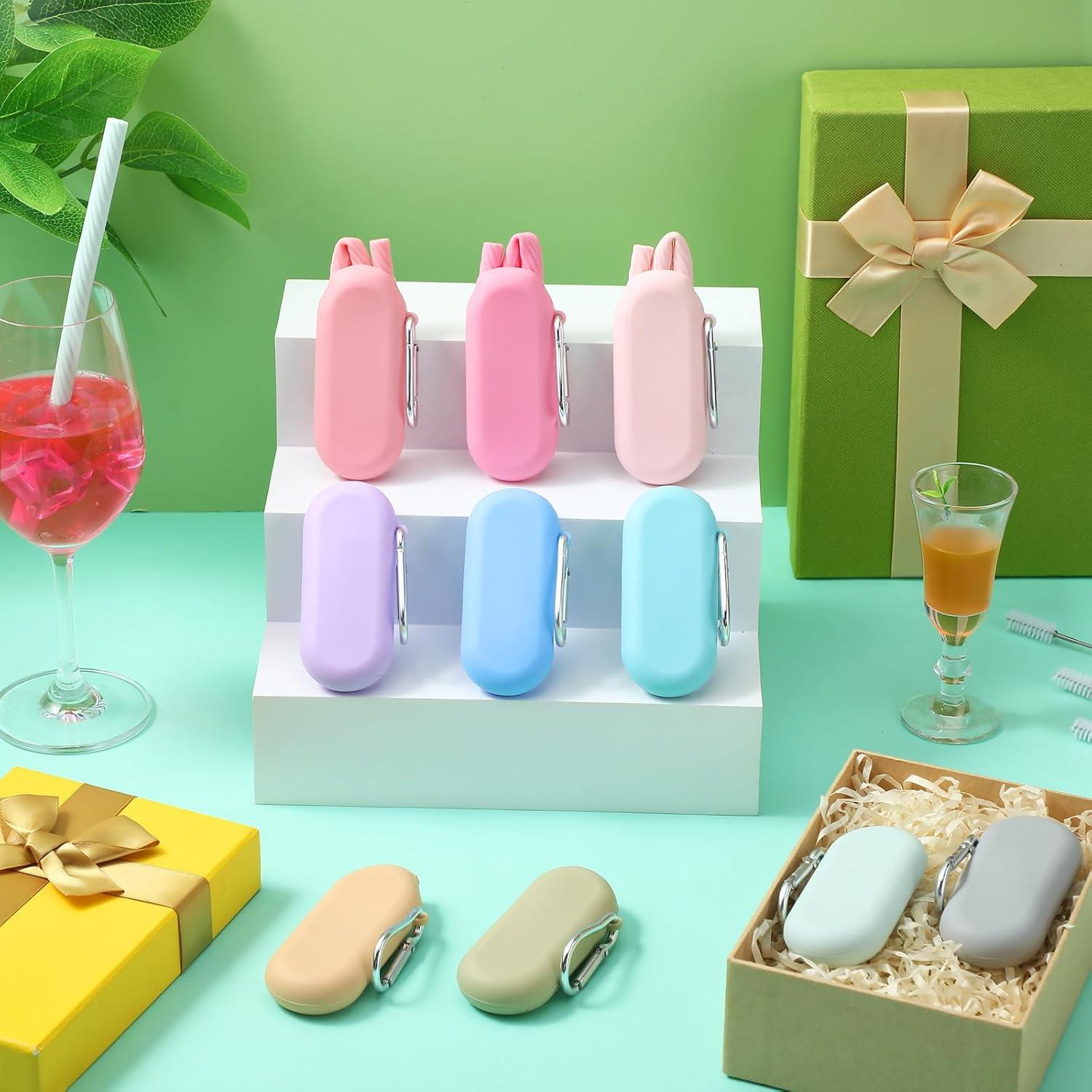 Pajitas de Silicona Reutilizables Irenare 20 Sets con Estuche